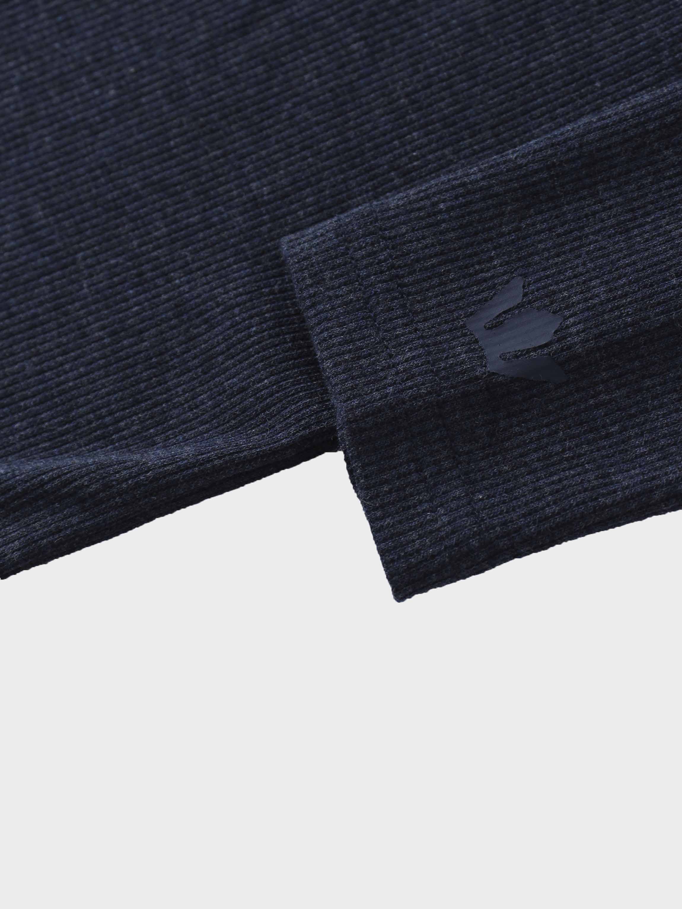 Ribbed Collar T-Shirt-Dark Blue