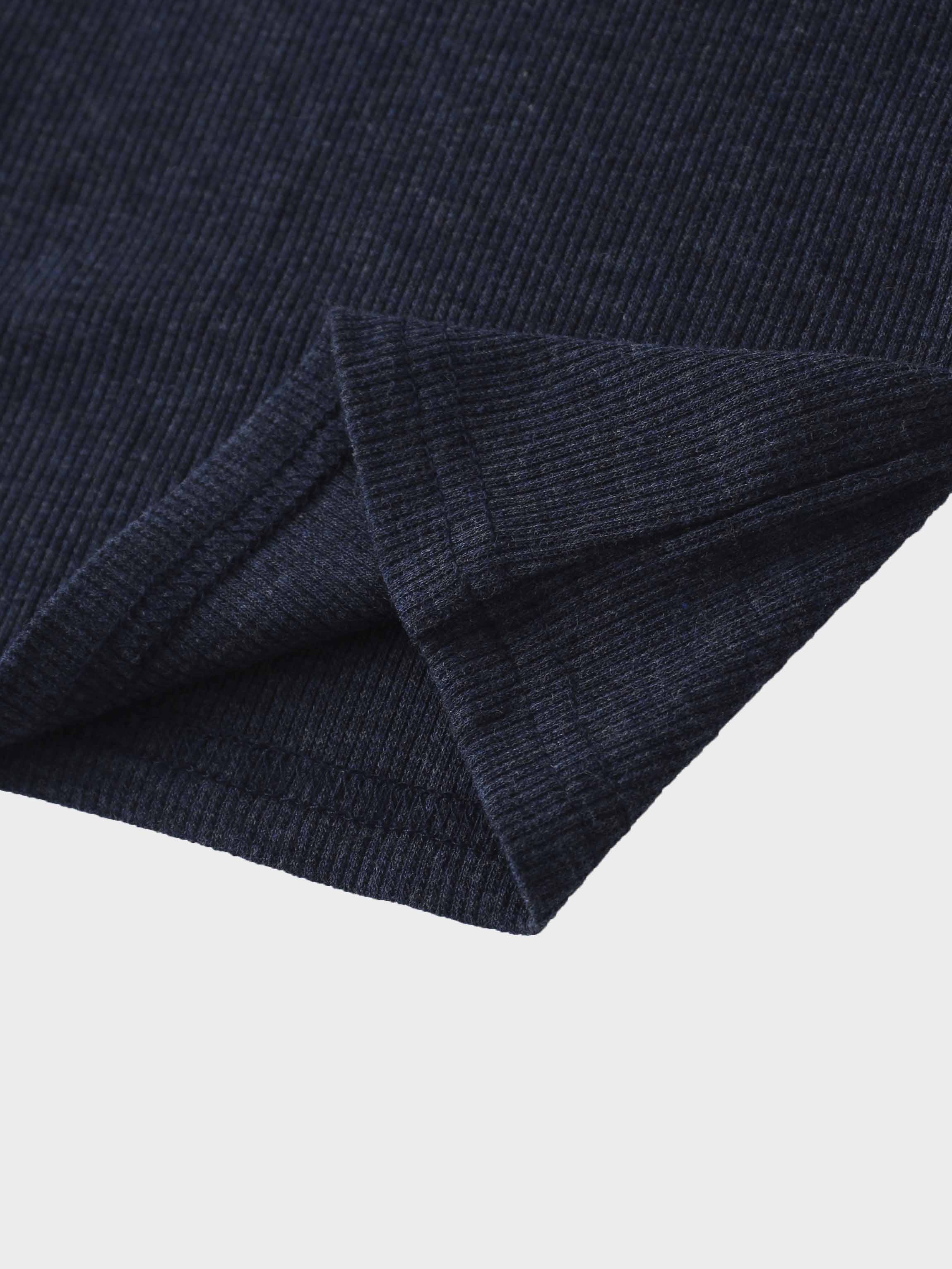 Ribbed Collar T-Shirt-Dark Blue