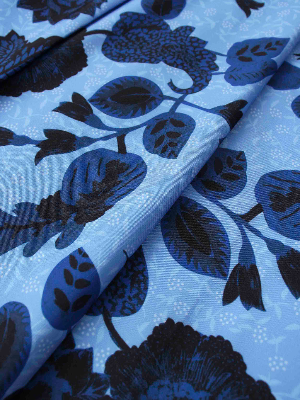 Printed Box Pleat Skirt-Blue Floral