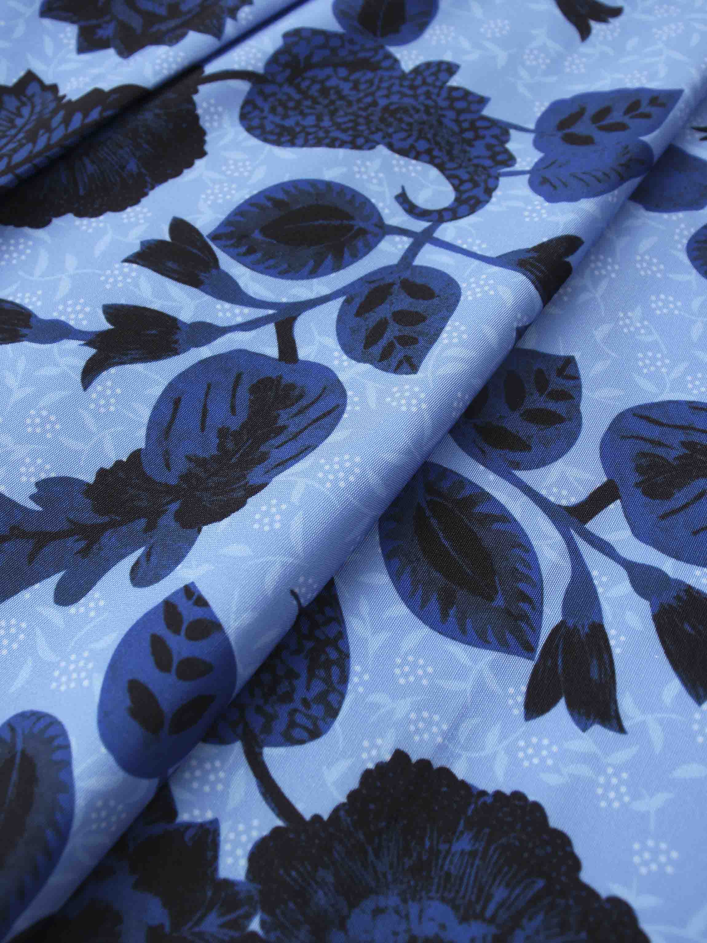 Printed Box Pleat Skirt-Blue Floral