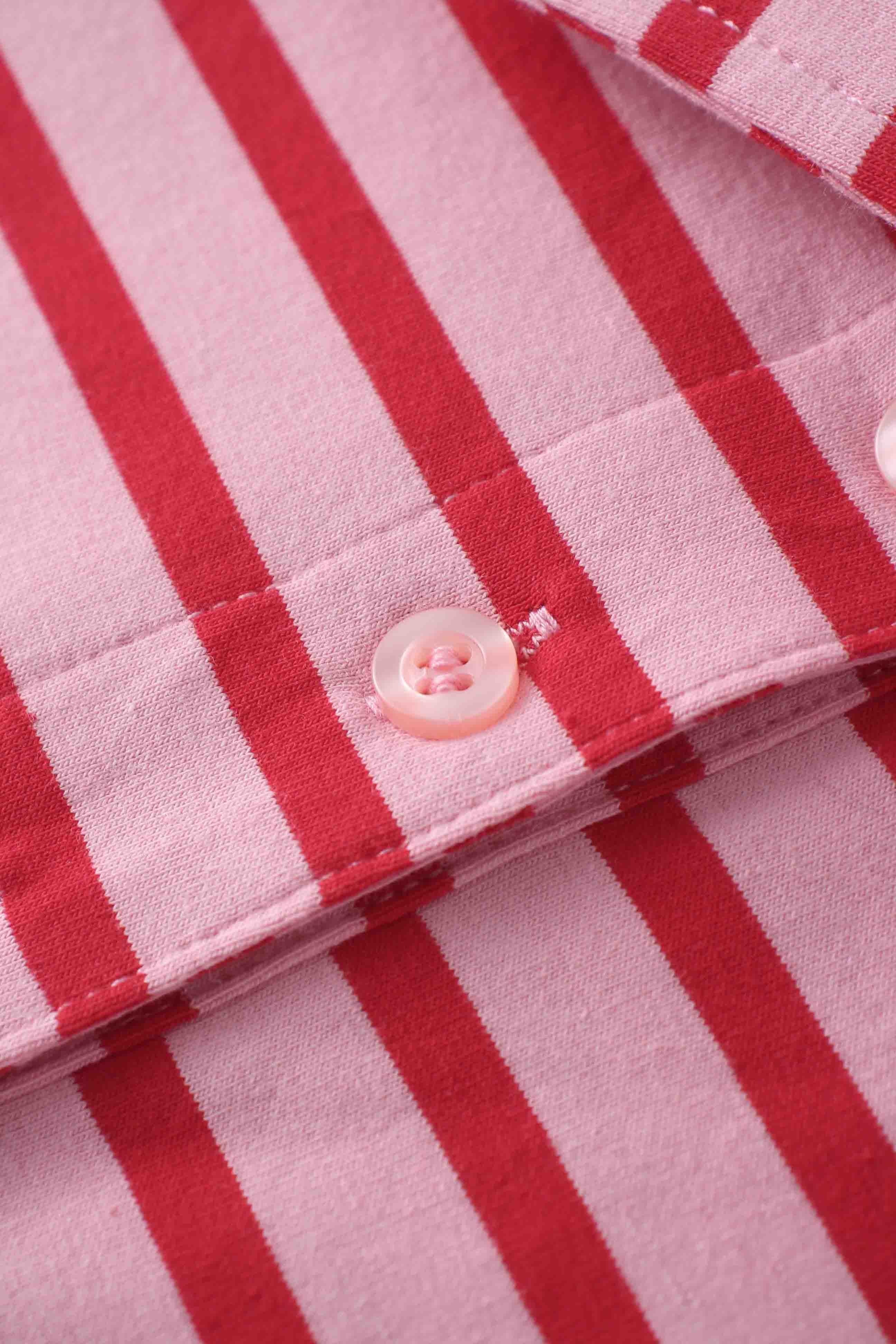 Collared Bomber Tee-Pink/Raspberry