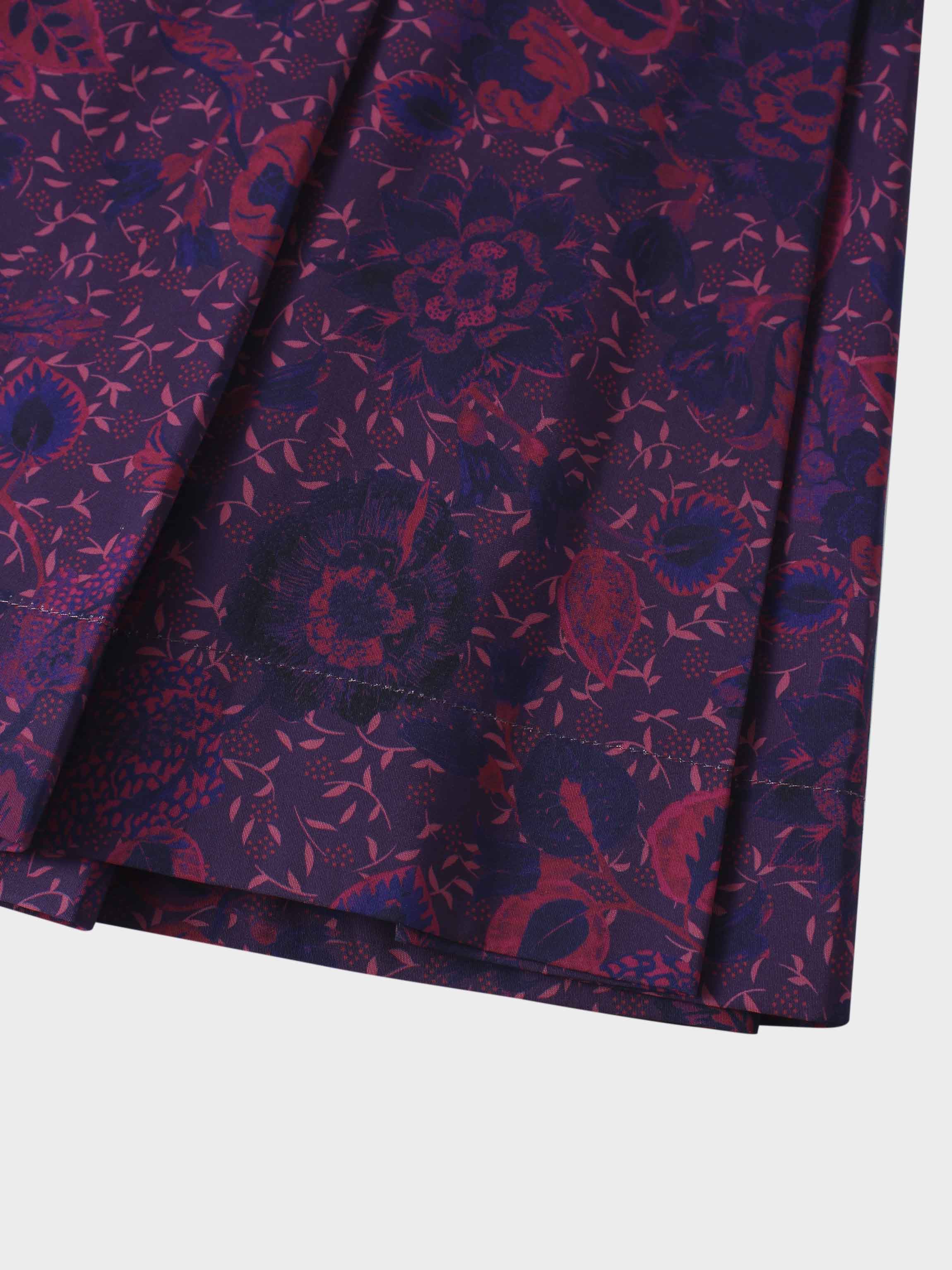 Printed Box Pleat Skirt-Pink Floral