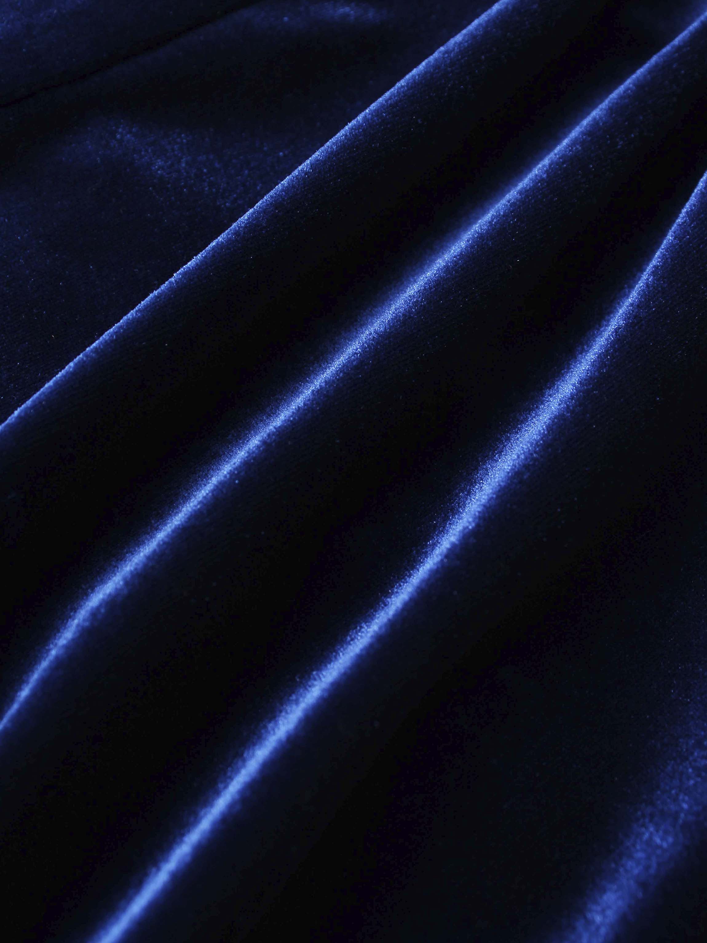 Double Layer Pleated Bottom Velvet Skirt-Navy