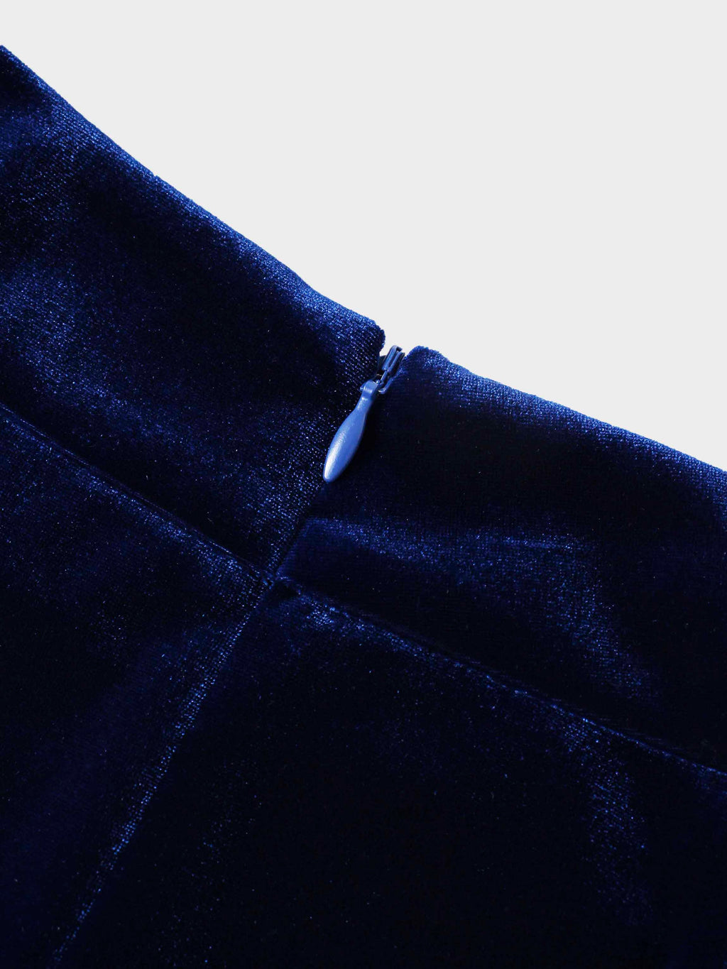 Double Layer Pleated Bottom Velvet Skirt-Navy