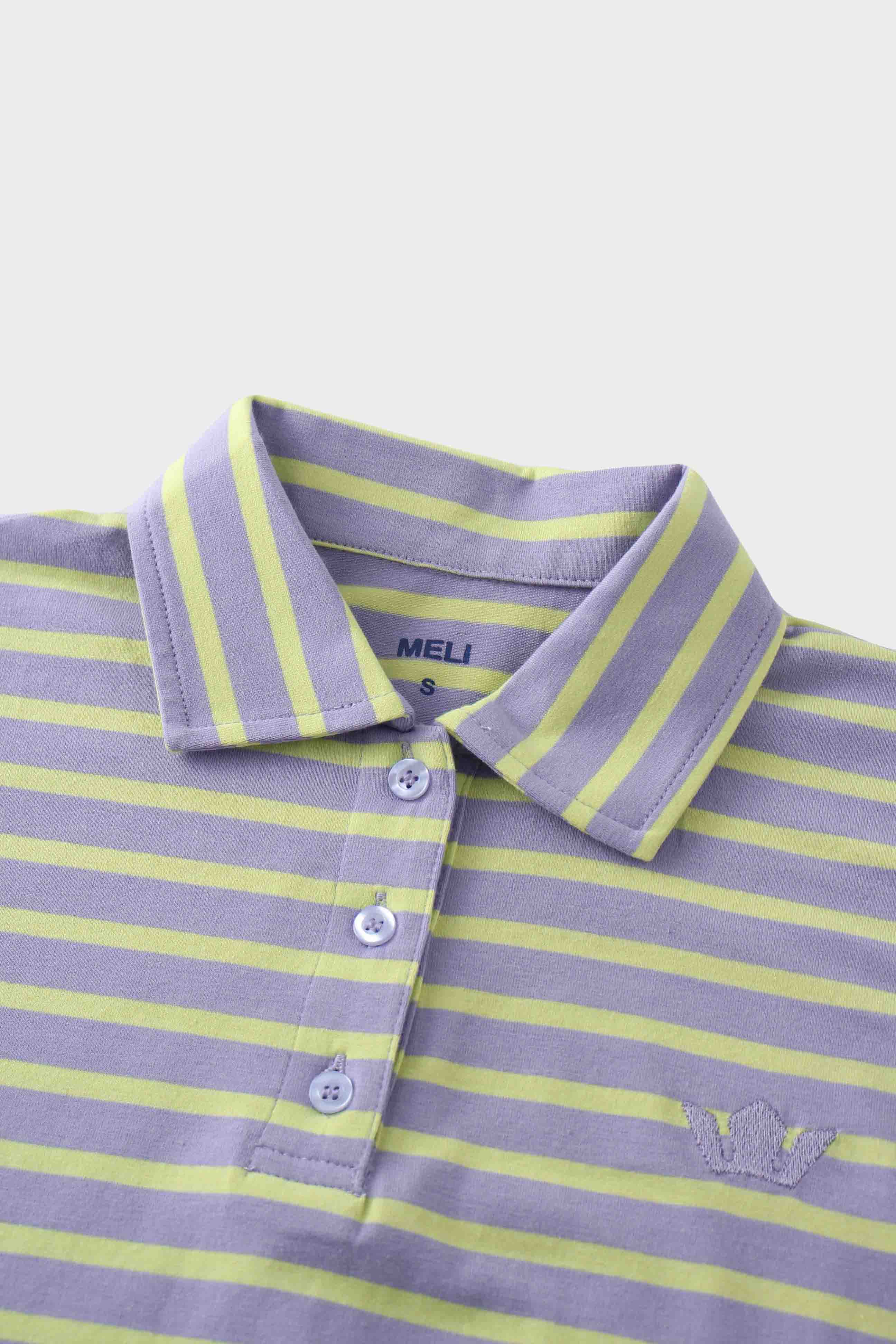Collared Bomber Tee-Lavender/Lime
