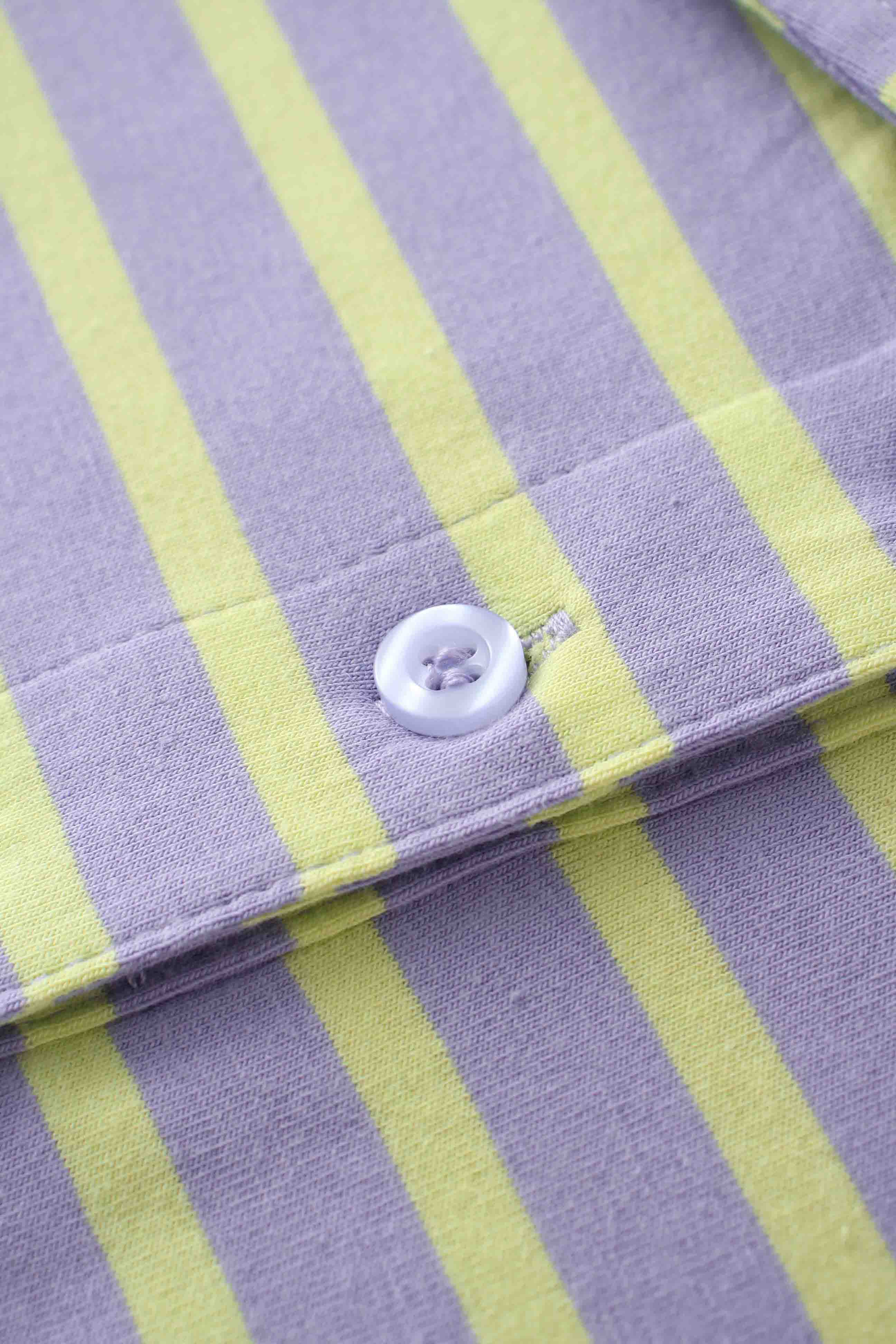 Collared Bomber Tee-Lavender/Lime