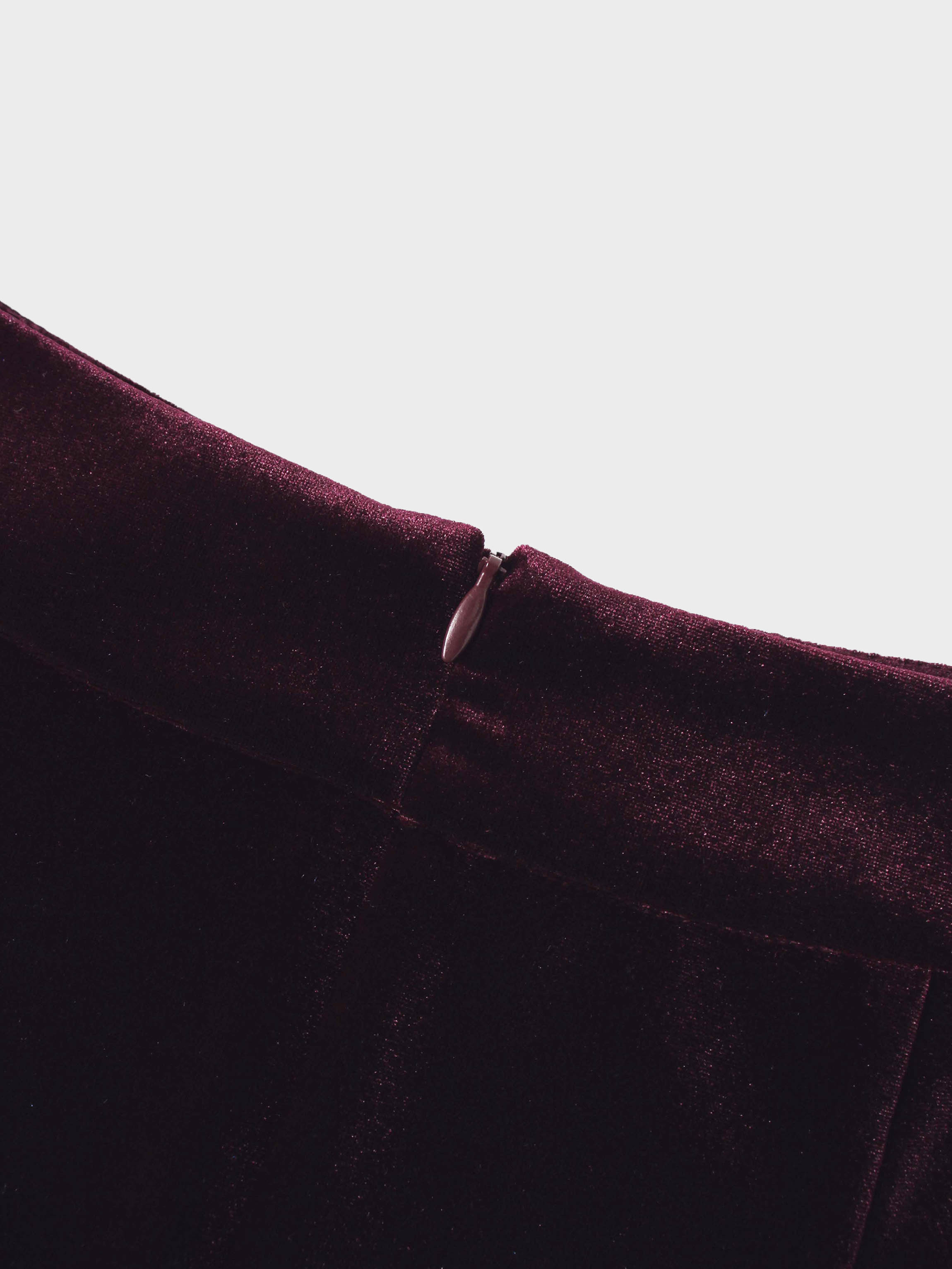 Double Layer Pleated Bottom Velvet Skirt-Burgundy