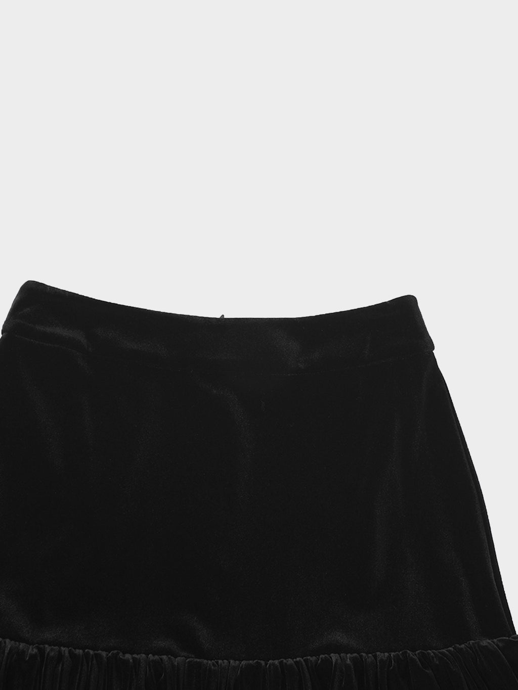 Double Layer Pleated Bottom Velvet Skirt-Black