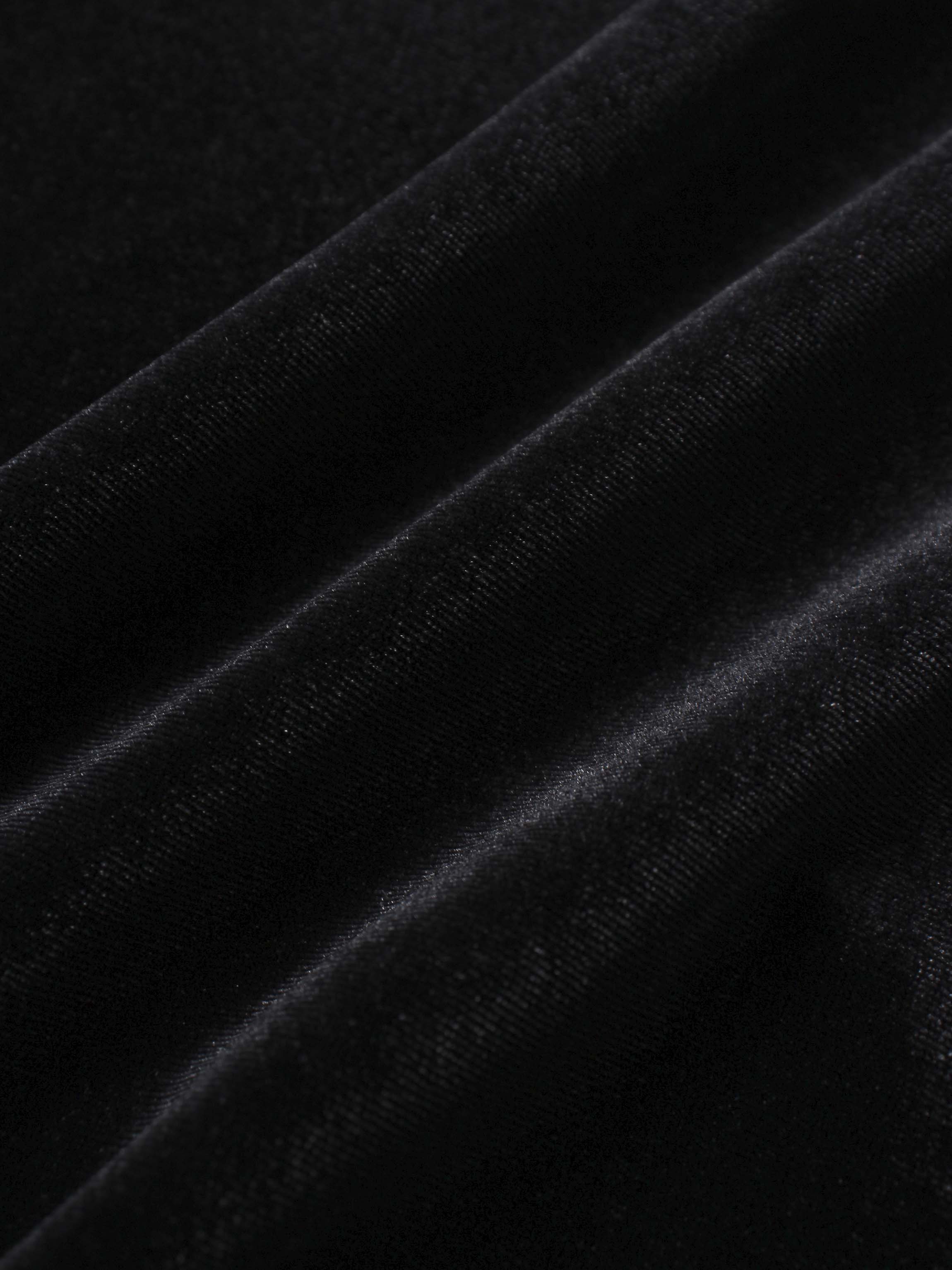 Double Layer Pleated Bottom Velvet Skirt-Black