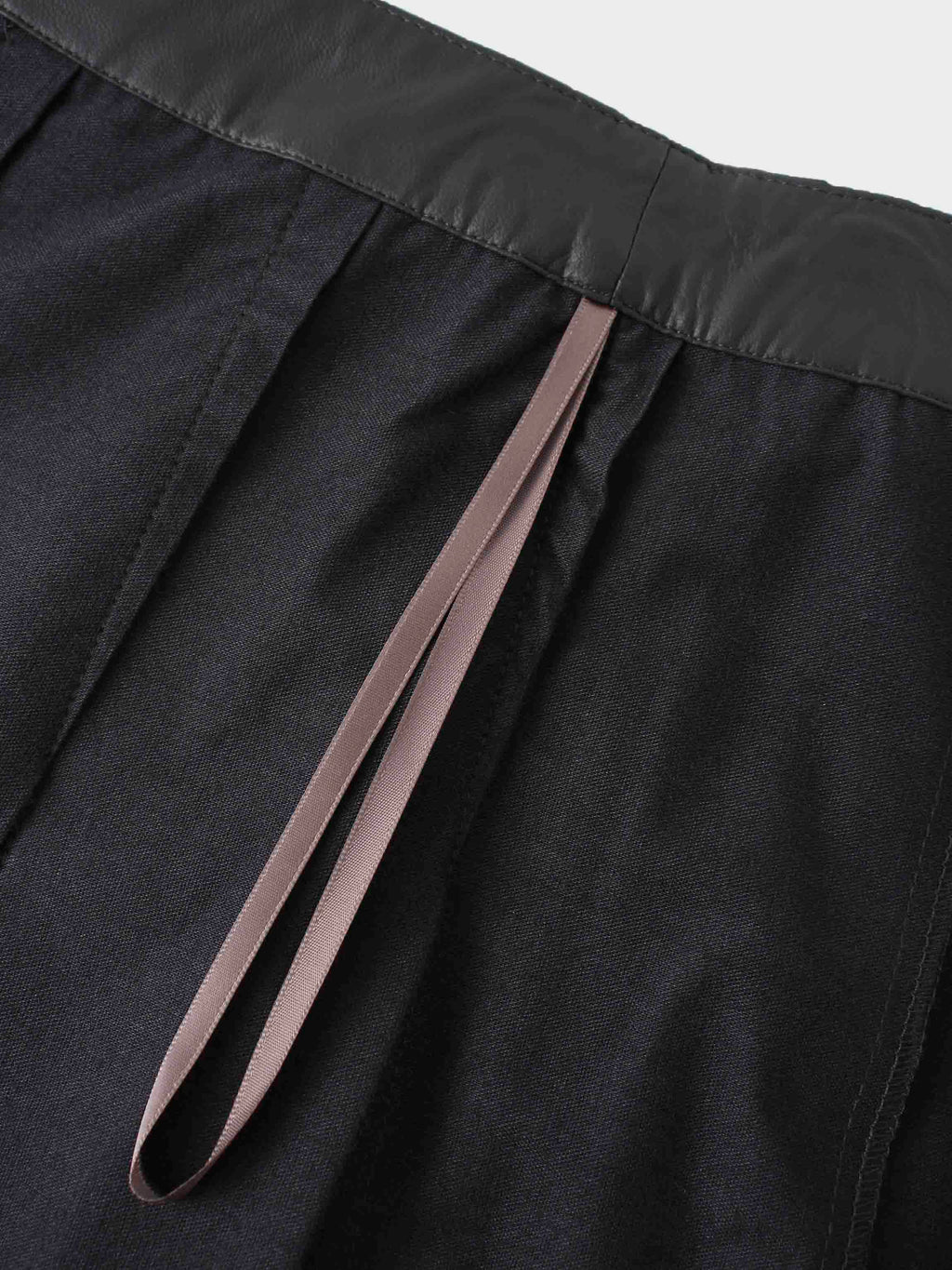 Faux Leather Stitch Down Pleated Skirt-Grey