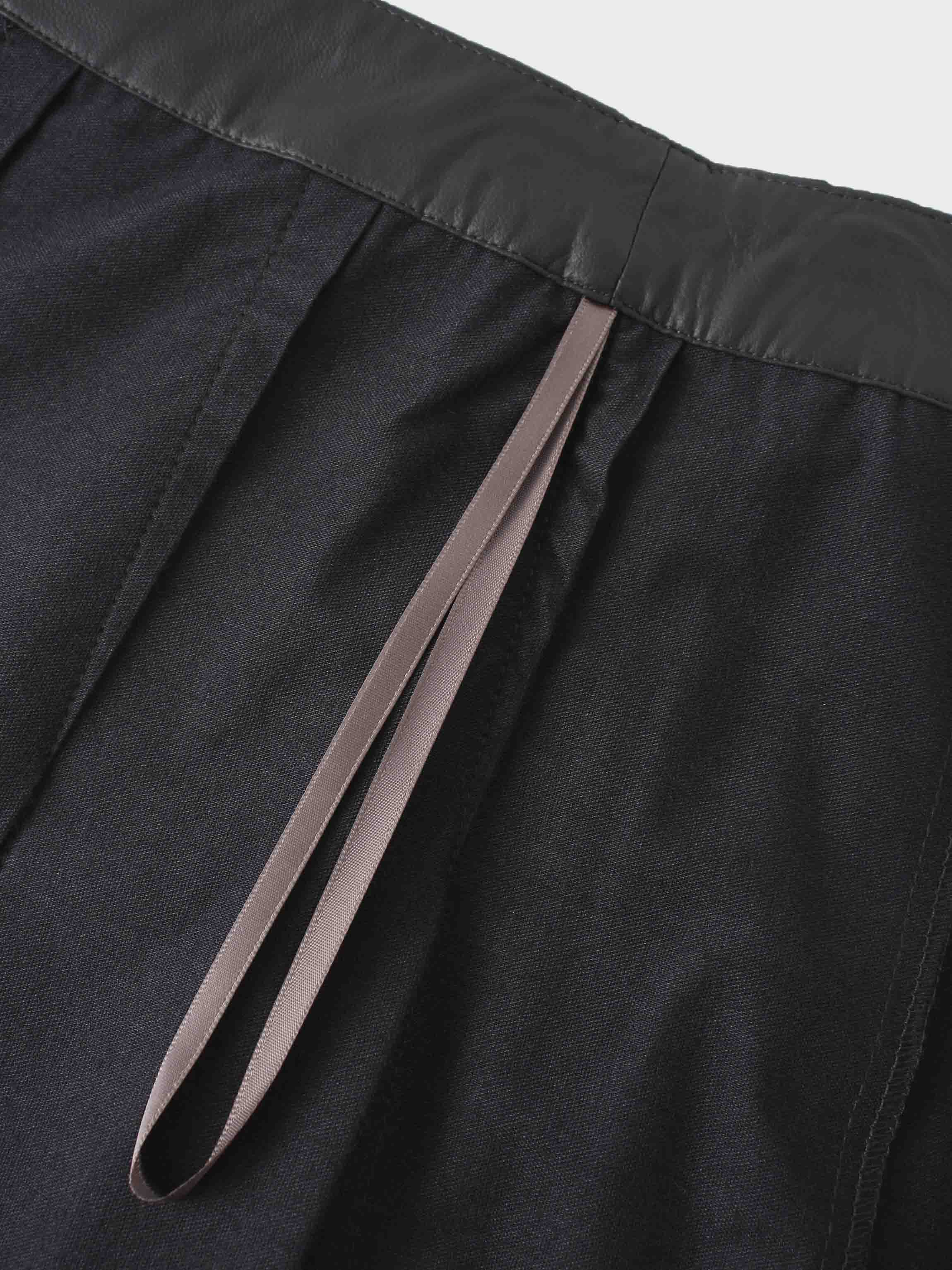 Faux Leather Stitch Down Pleated Skirt-Grey