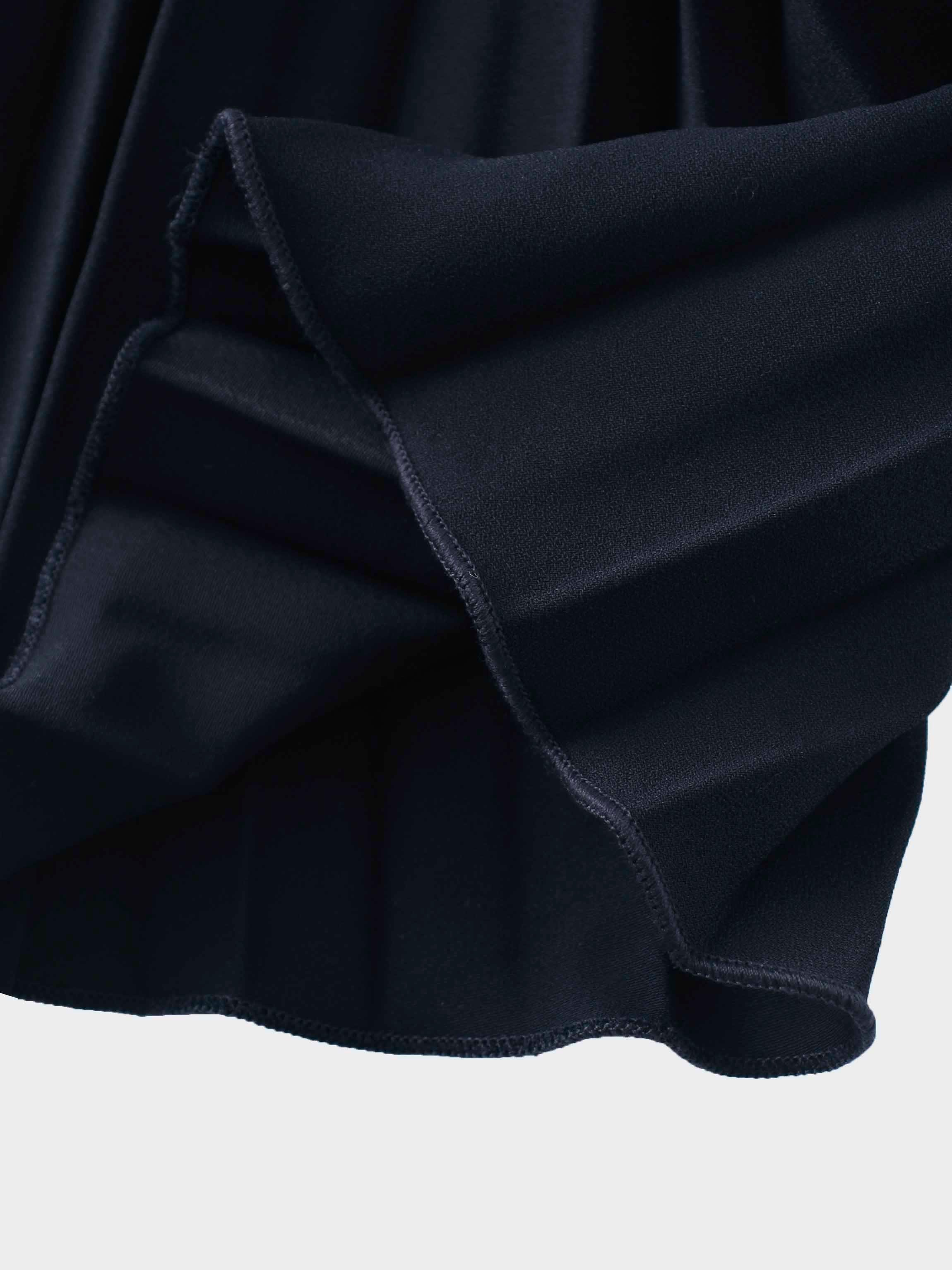 Crepe Pleated Maxi Skirt-Navy