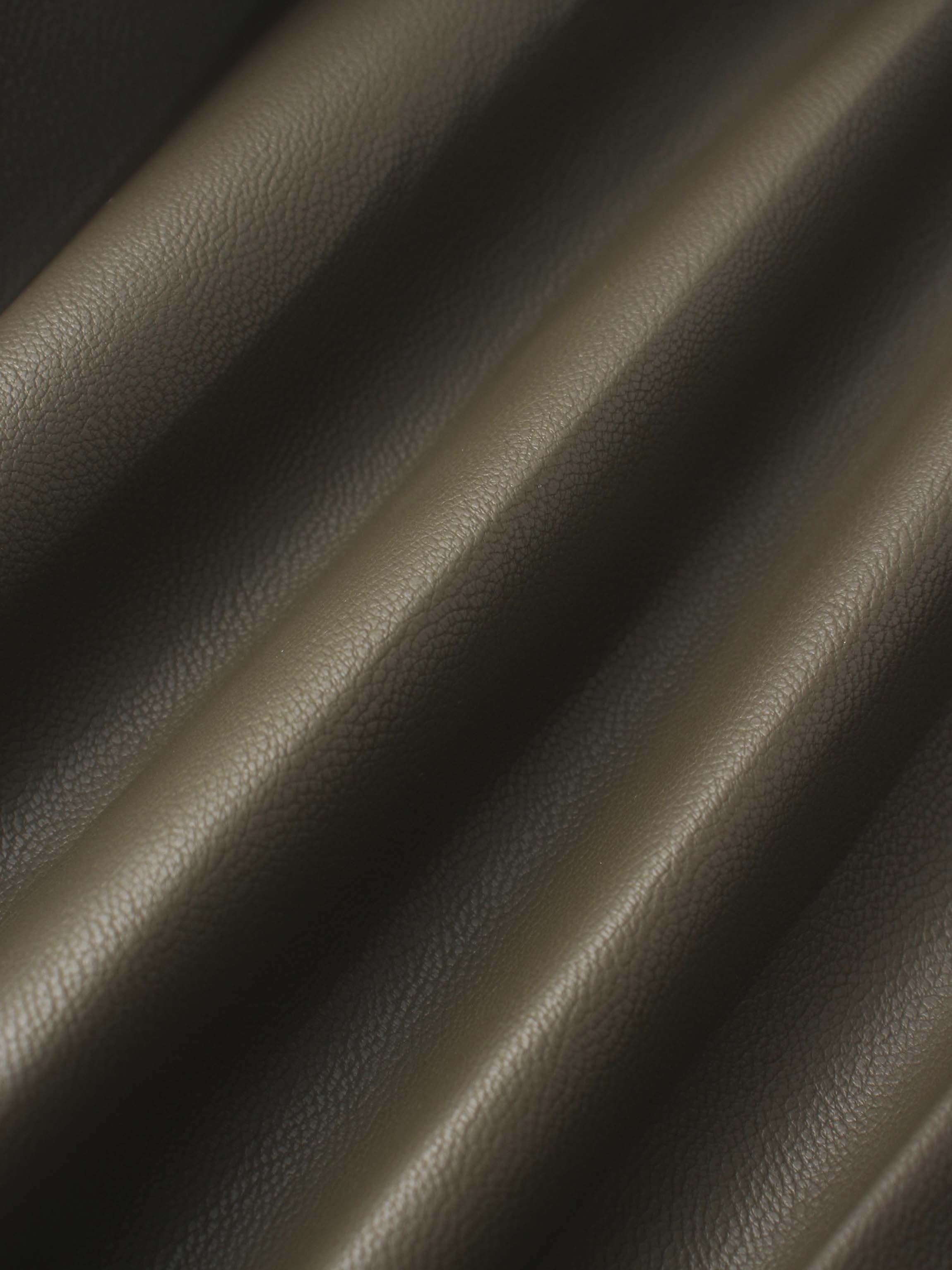 Faux Leather Stitch Down Pleated Skirt-Olive Green