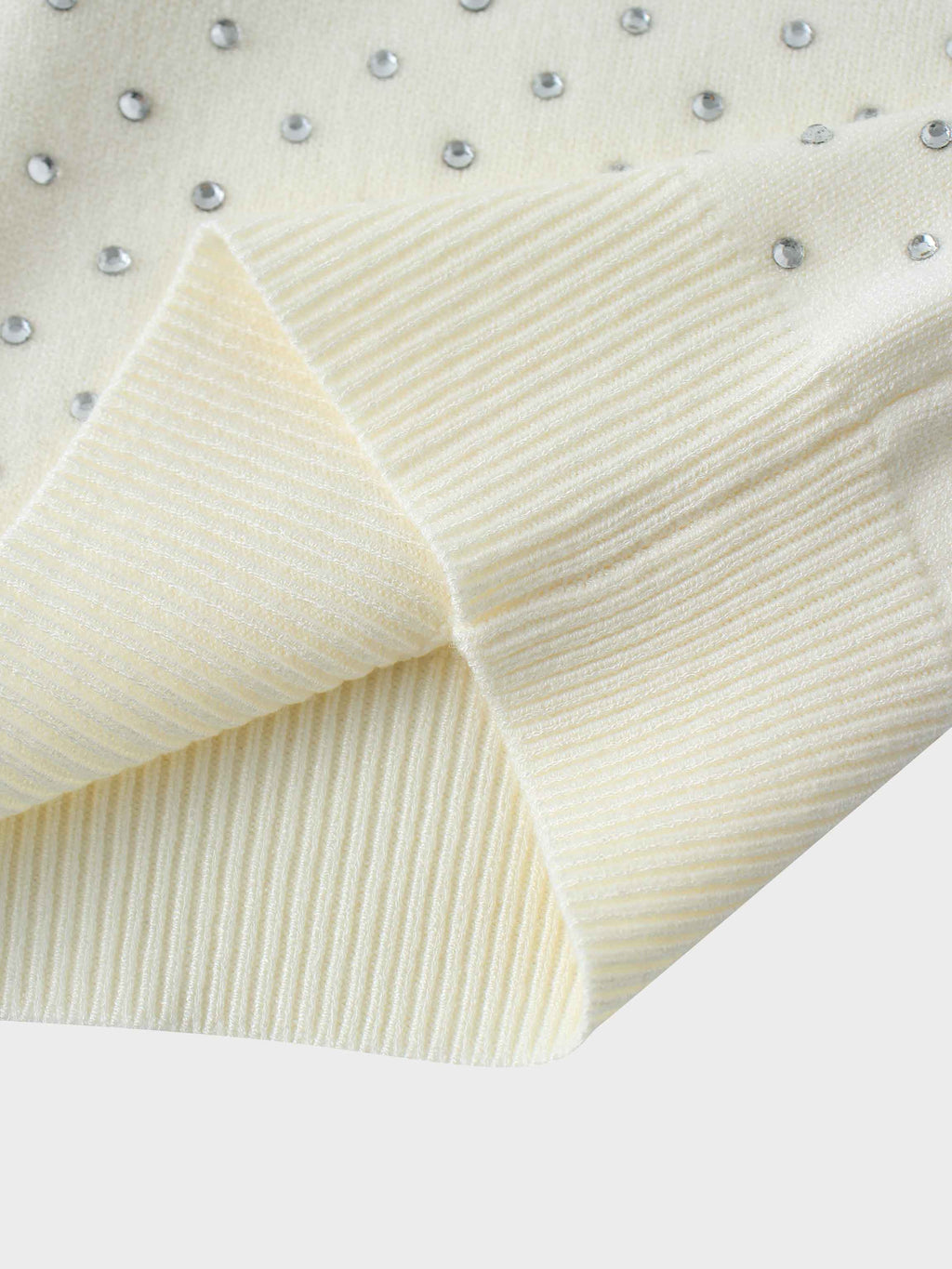 Stone Embellished Crew Cardigan-White