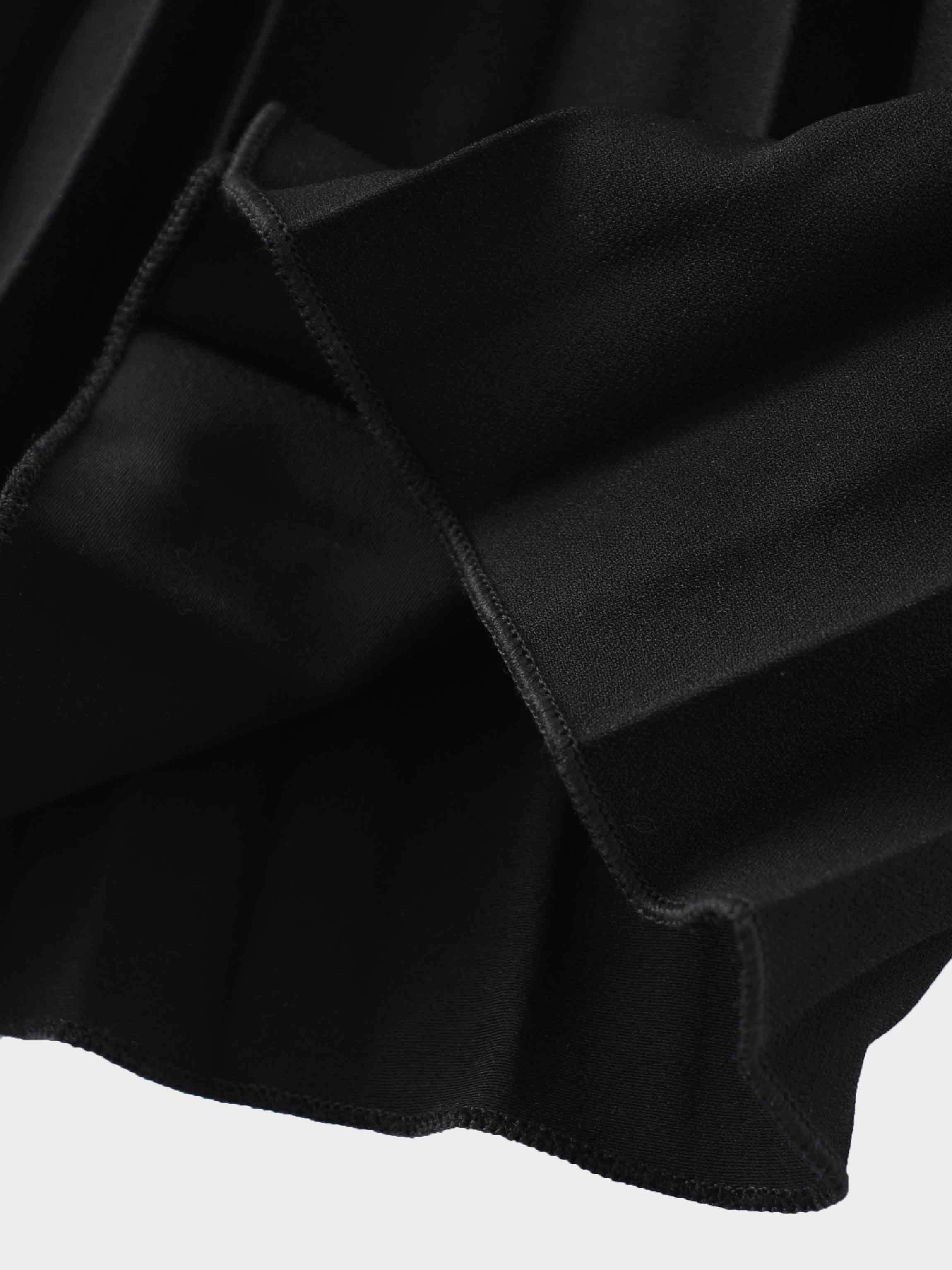 Crepe Pleated Maxi Skirt-Black