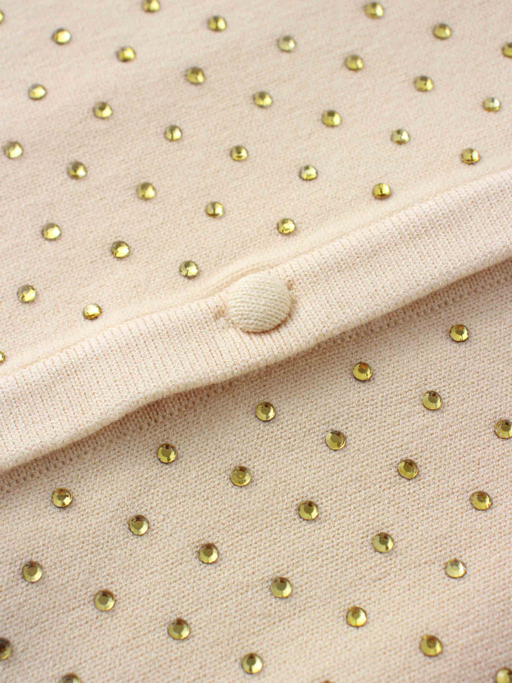 Stone Embellished Crew Cardigan-Vanilla