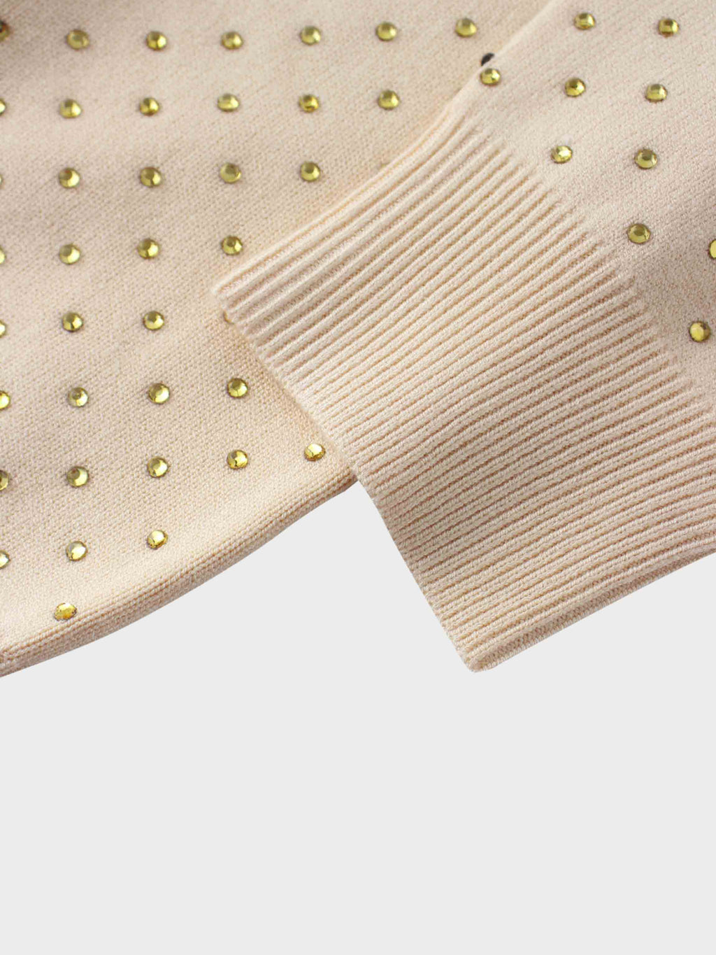 Stone Embellished Crew Cardigan-Vanilla