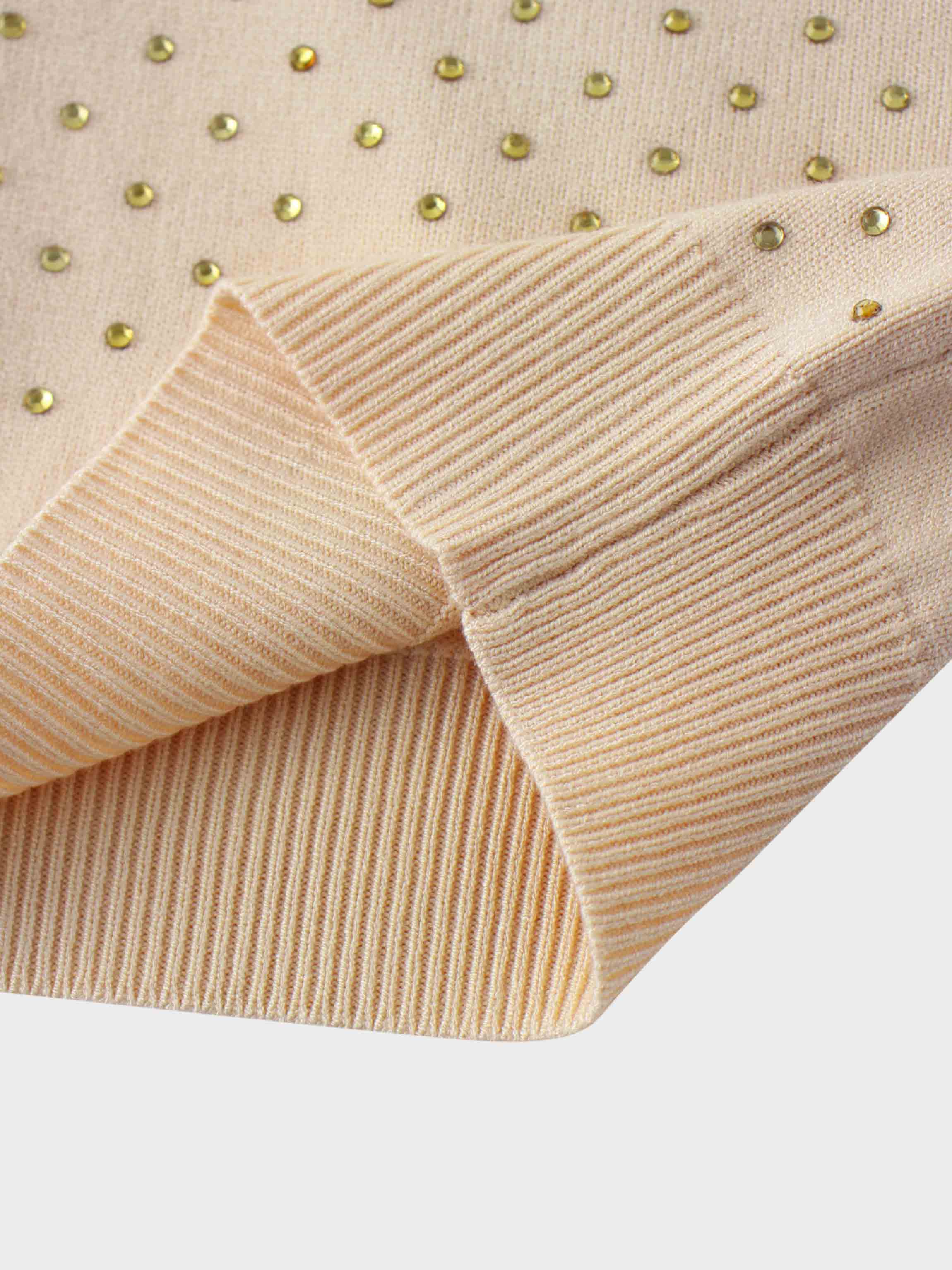 Stone Embellished Crew Cardigan-Vanilla