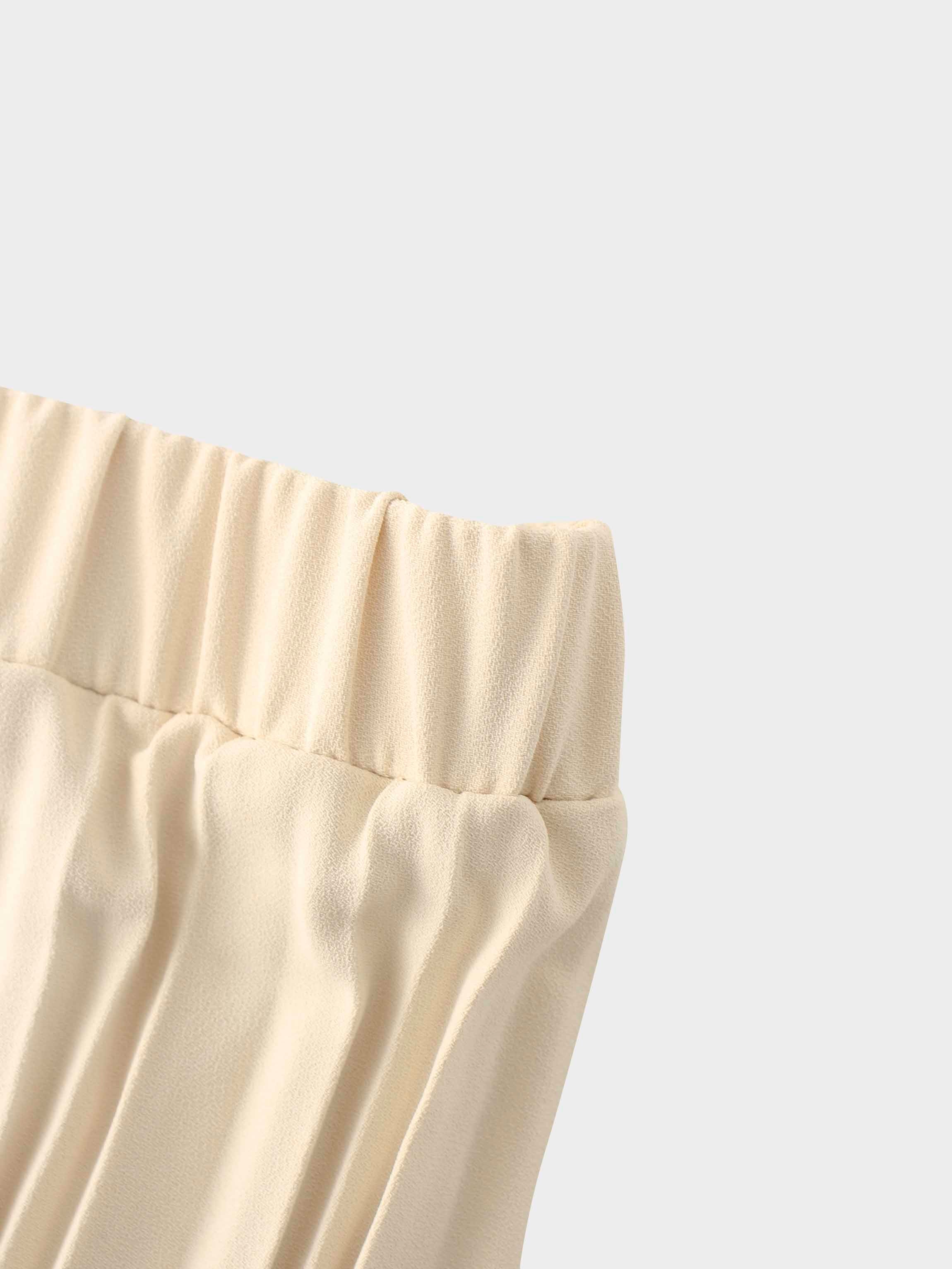 Crepe Pleated Maxi Skirt-Bone