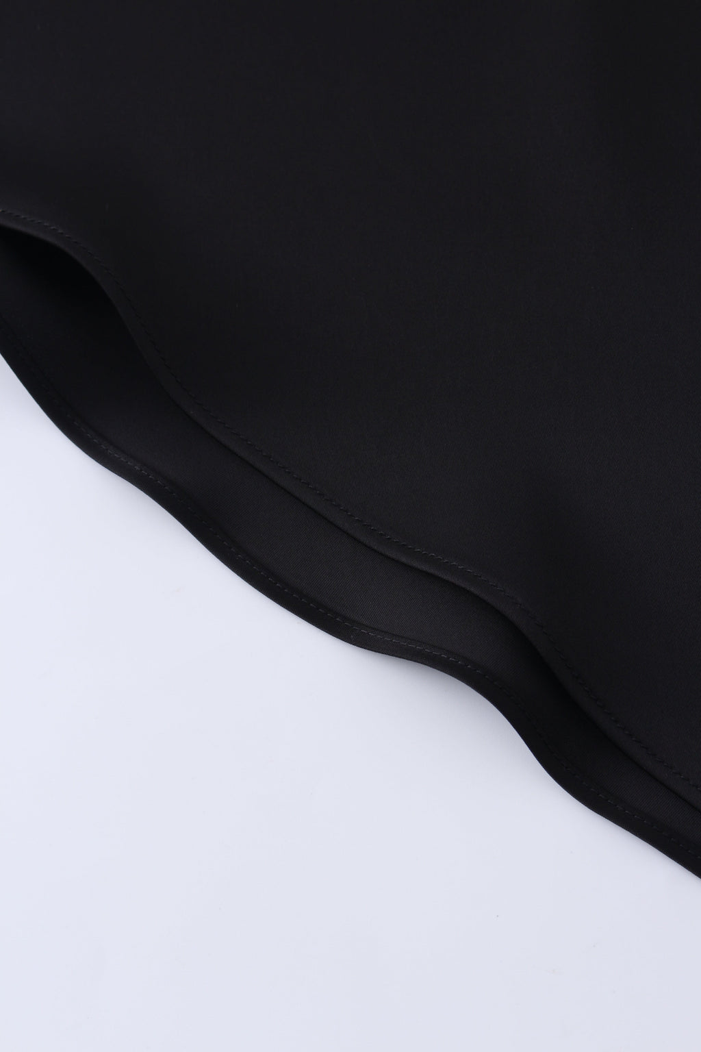 Solid Faux Satin Slip Skirt-Black