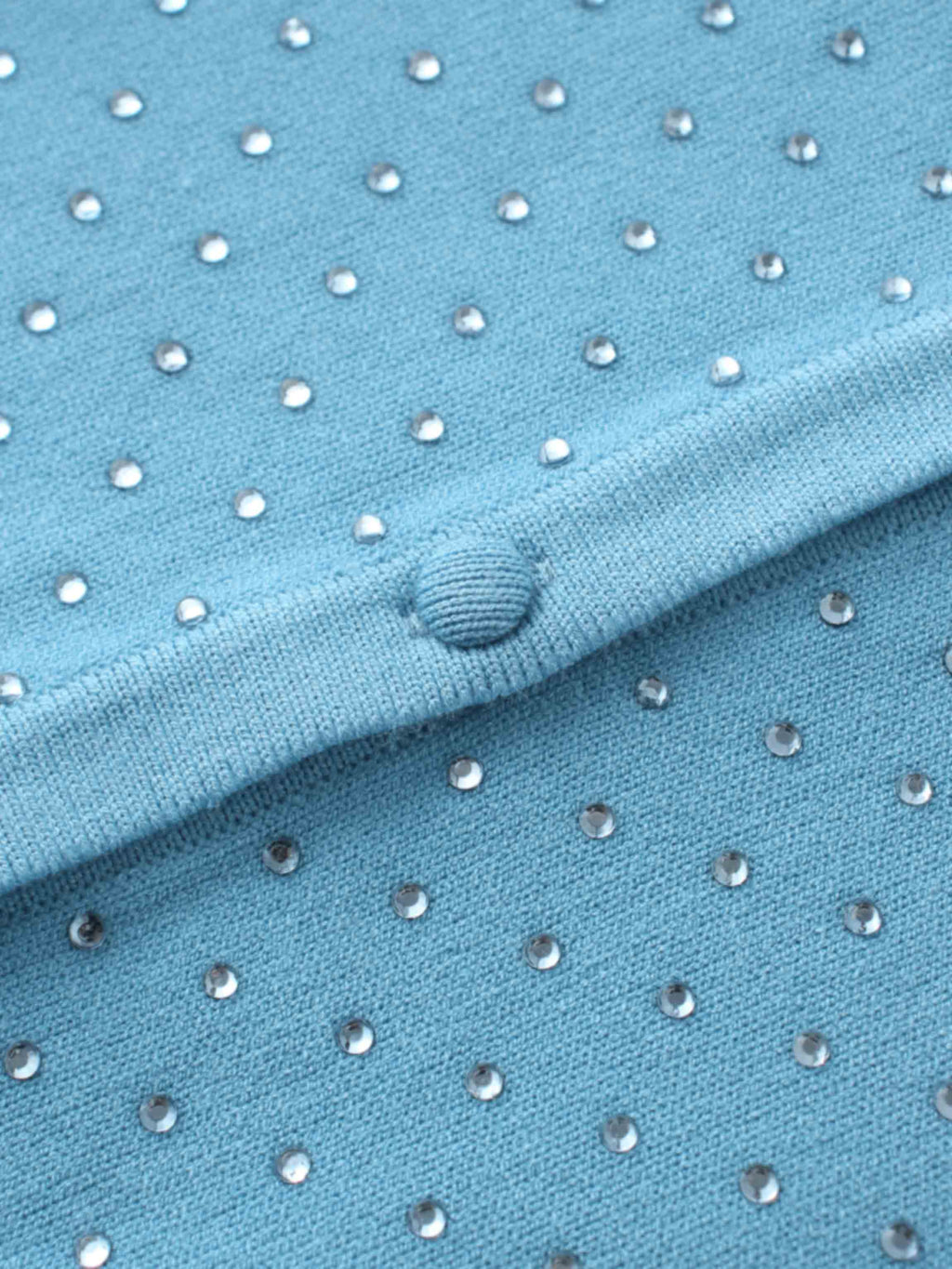 Stone Embellished Crew Cardigan-Sky Blue