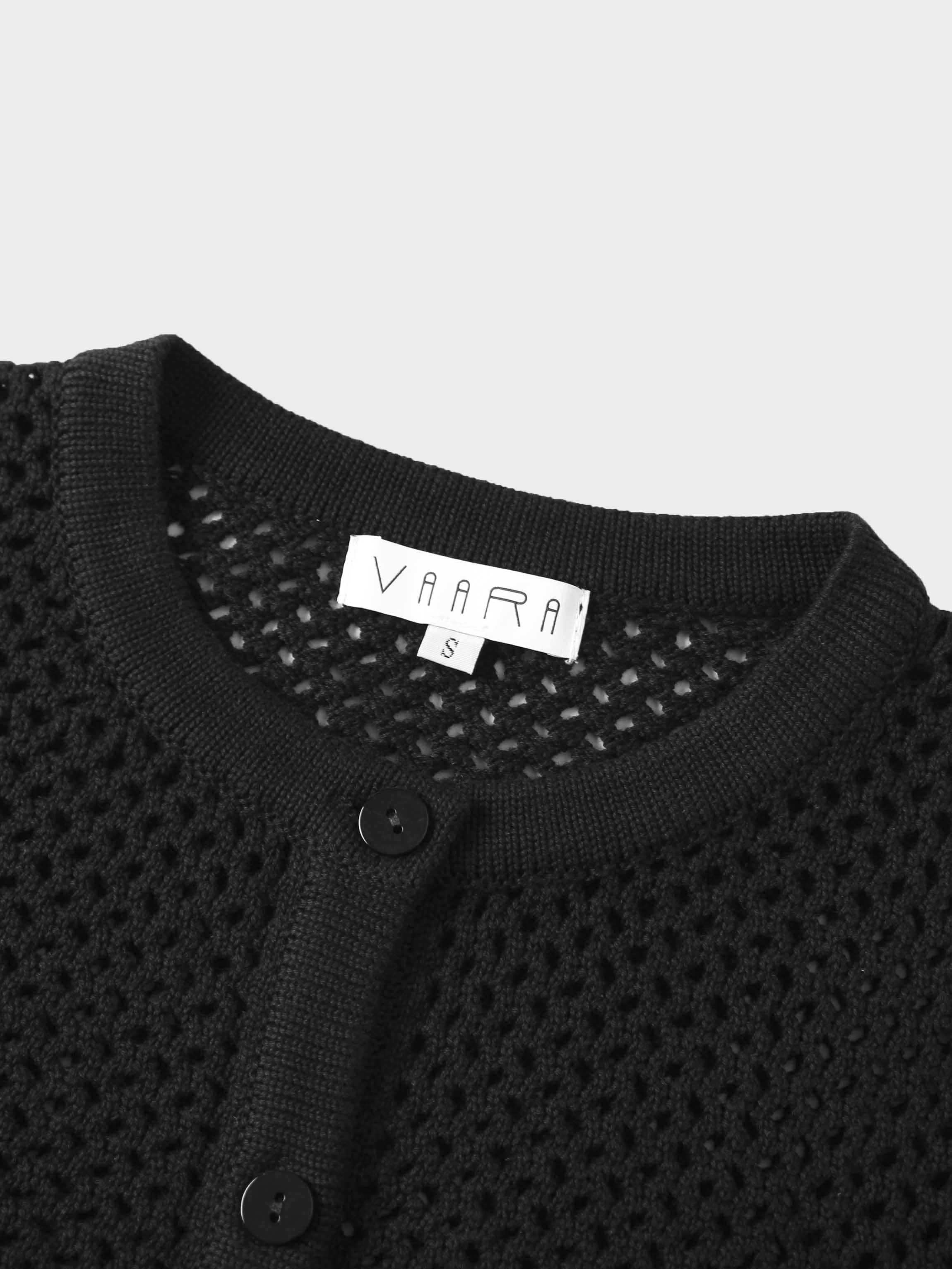 Crochet Knit Button Down Cardigan-Black