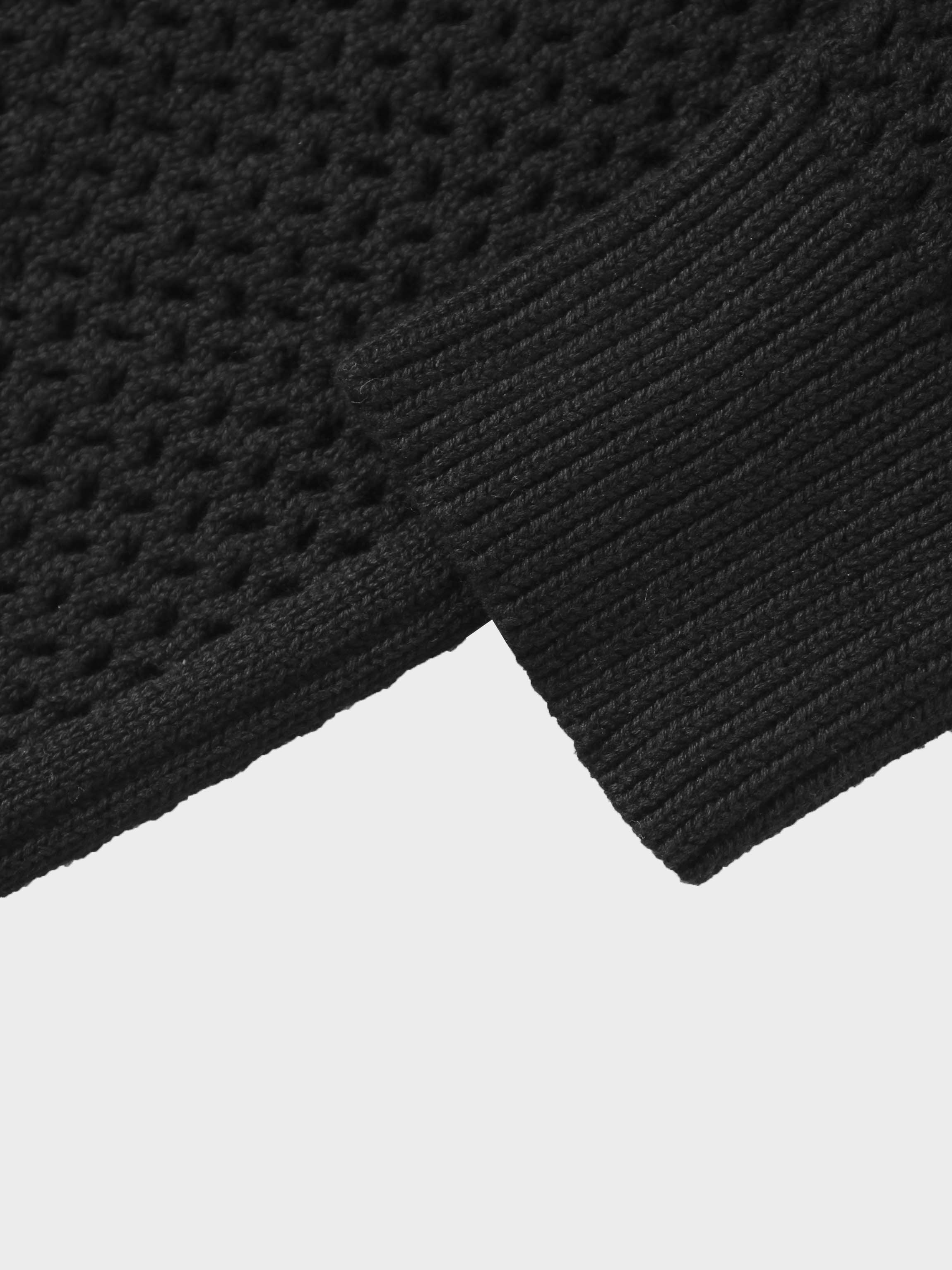 Crochet Knit Button Down Cardigan-Black