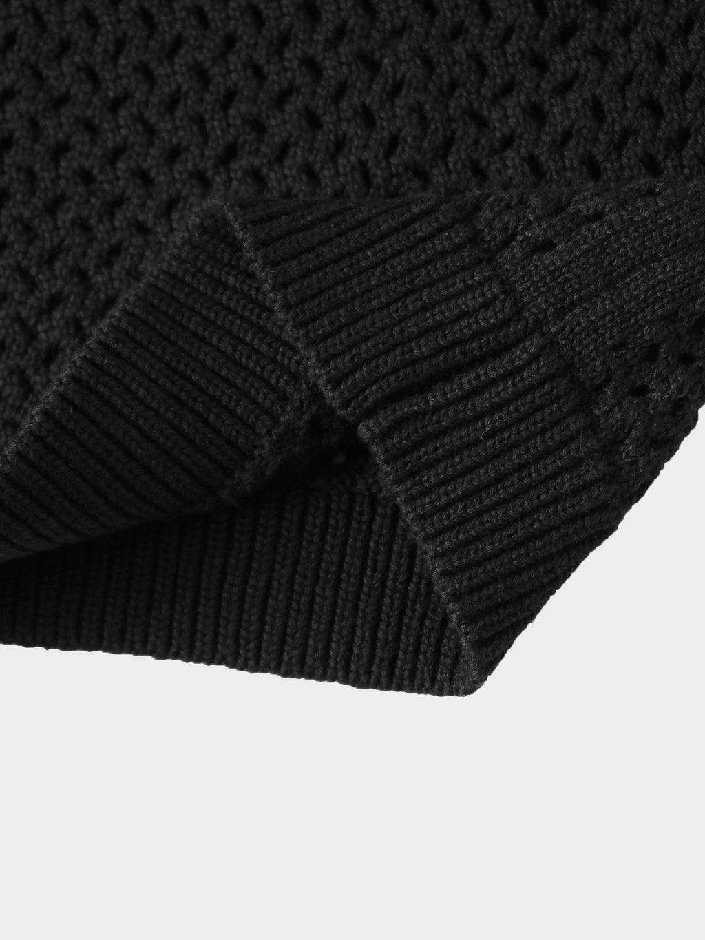 Crochet Knit Button Down Cardigan-Black