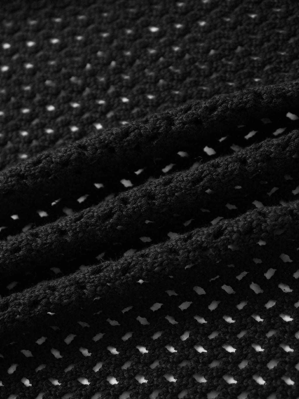 Crochet Knit Button Down Cardigan-Black