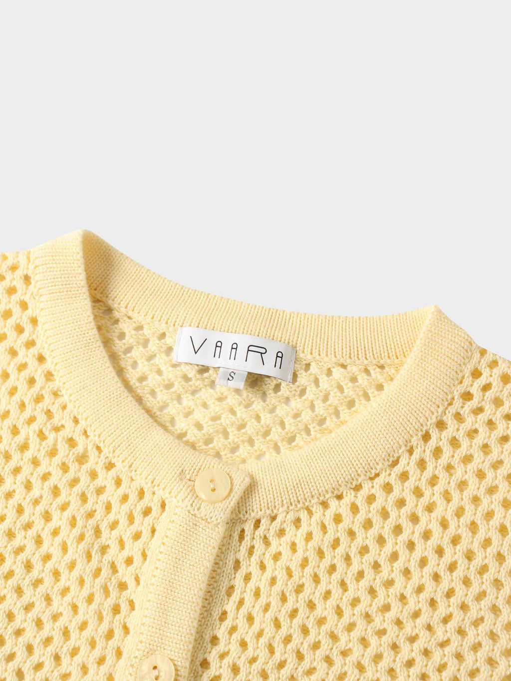 Crochet Knit Button Down Cardigan-Creamy Yellow
