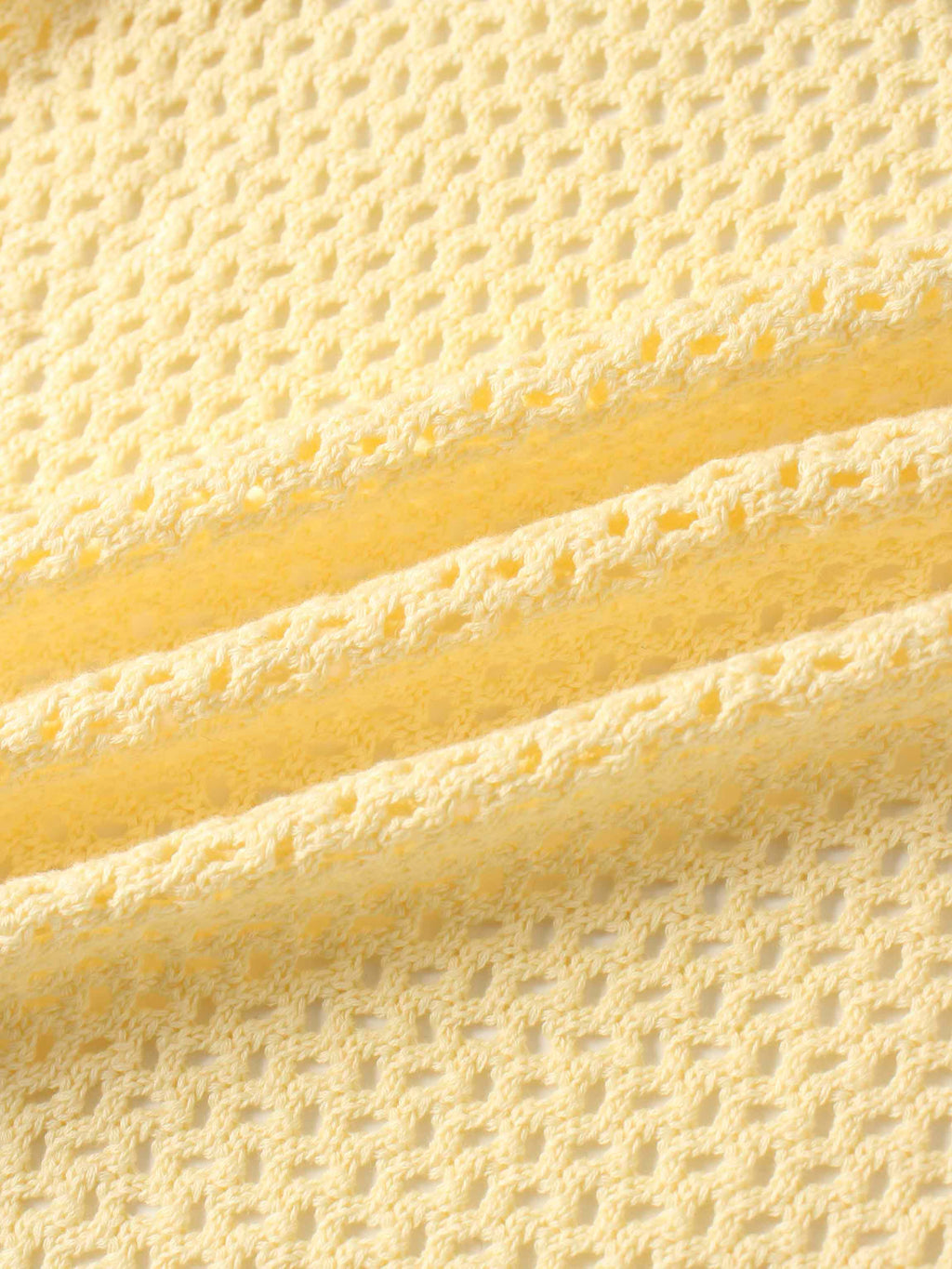 Crochet Knit Button Down Cardigan-Creamy Yellow