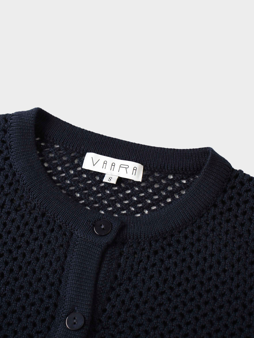 Crochet Knit Button Down Cardigan-Navy