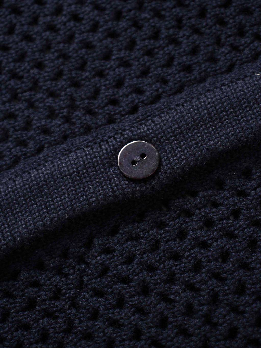 Crochet Knit Button Down Cardigan-Navy