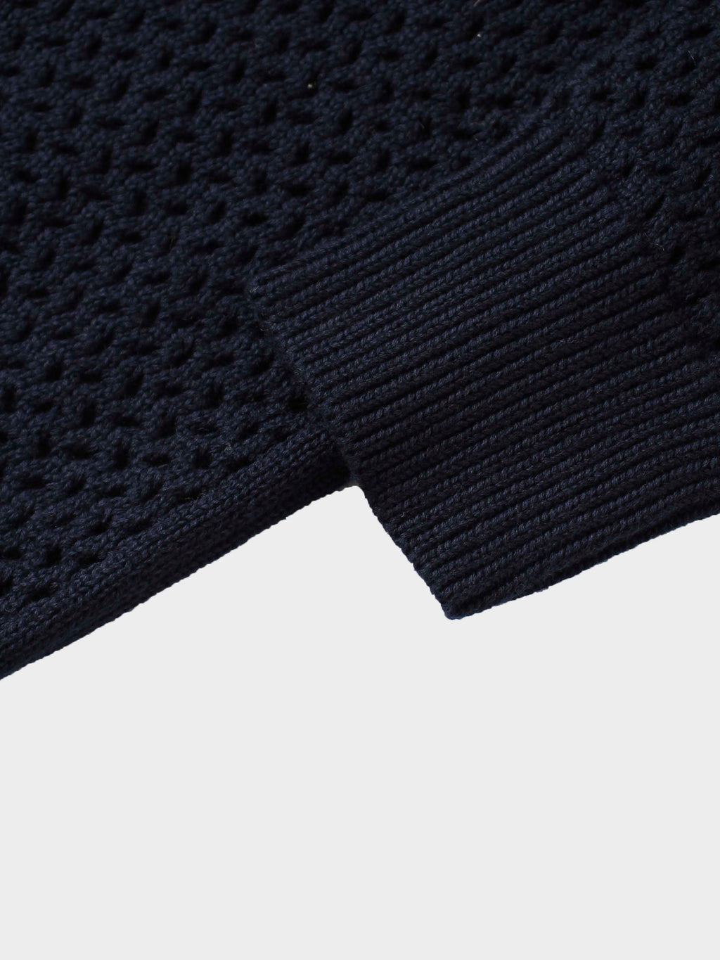 Crochet Knit Button Down Cardigan-Navy