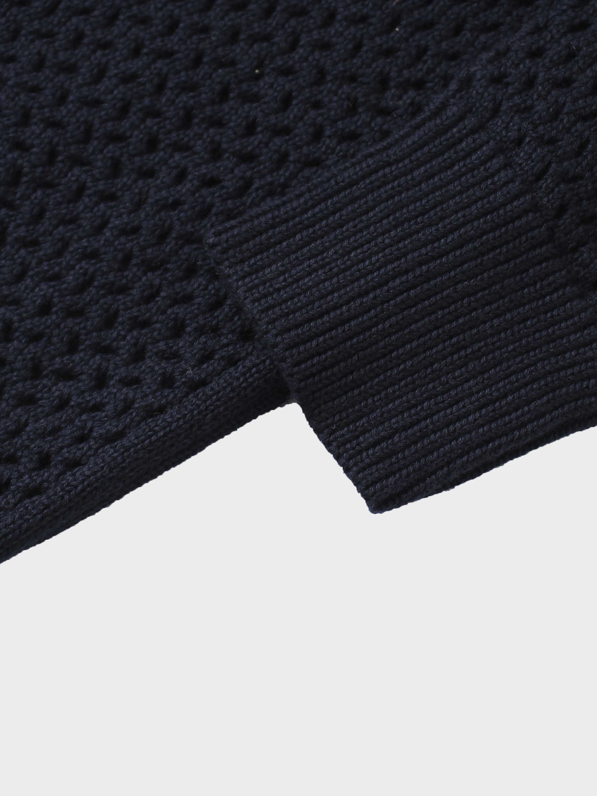 Crochet Knit Button Down Cardigan-Navy