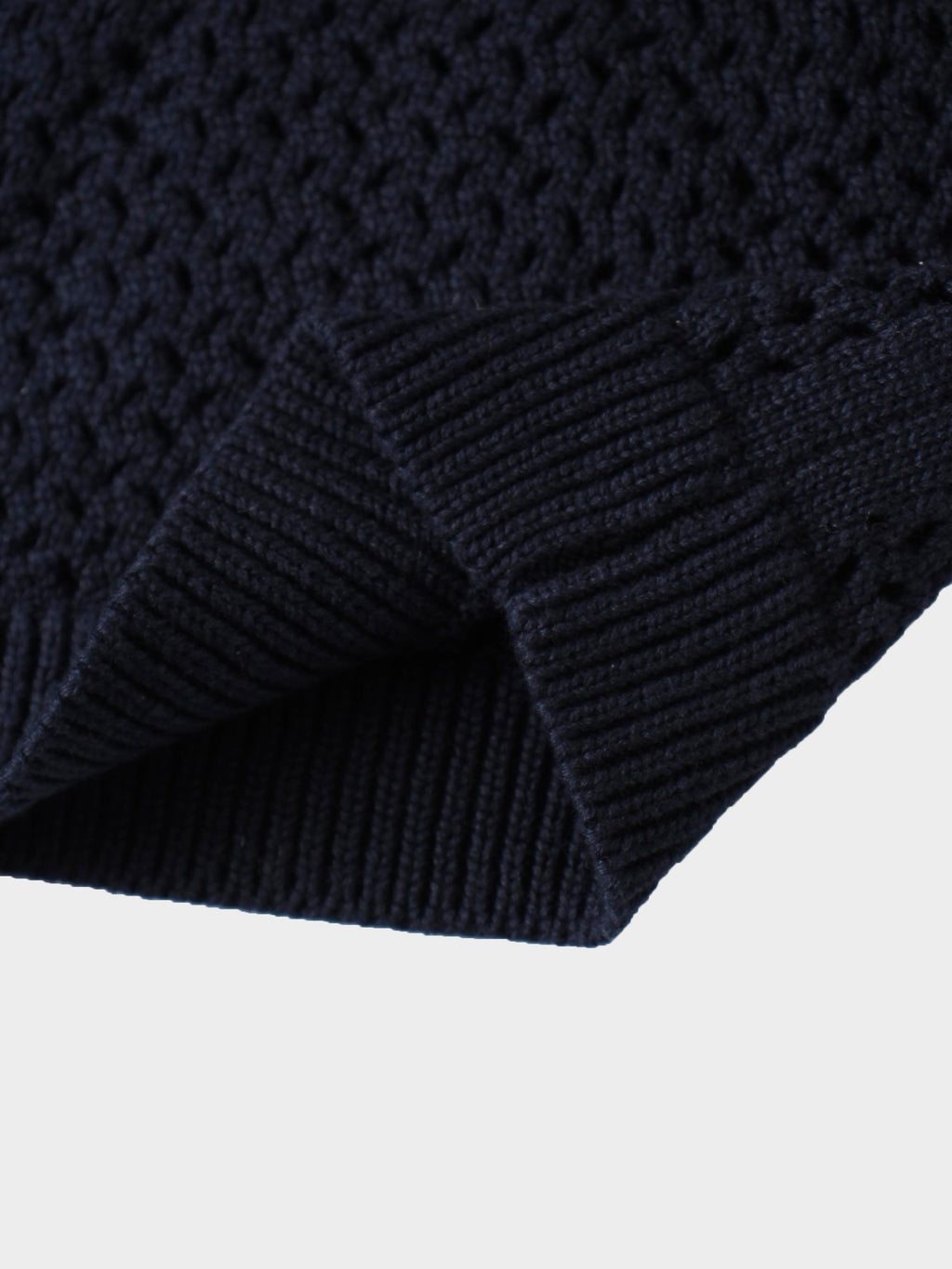 Crochet Knit Button Down Cardigan-Navy