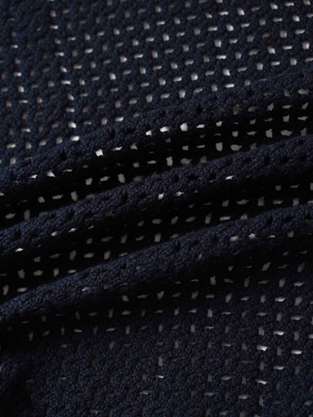 Crochet Knit Button Down Cardigan-Navy