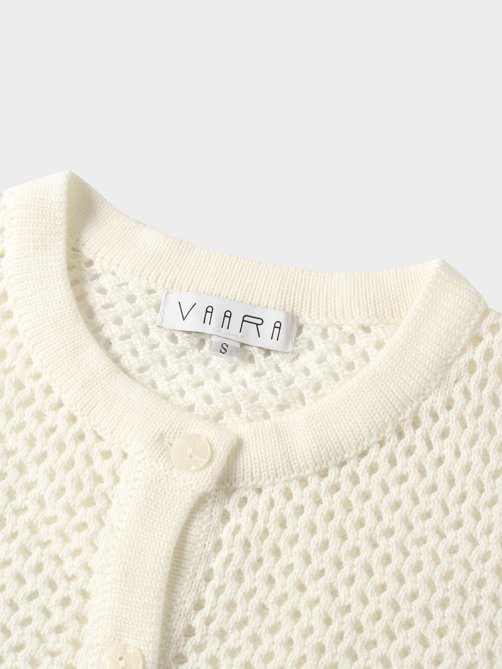 Crochet Knit Button Down Cardigan-White