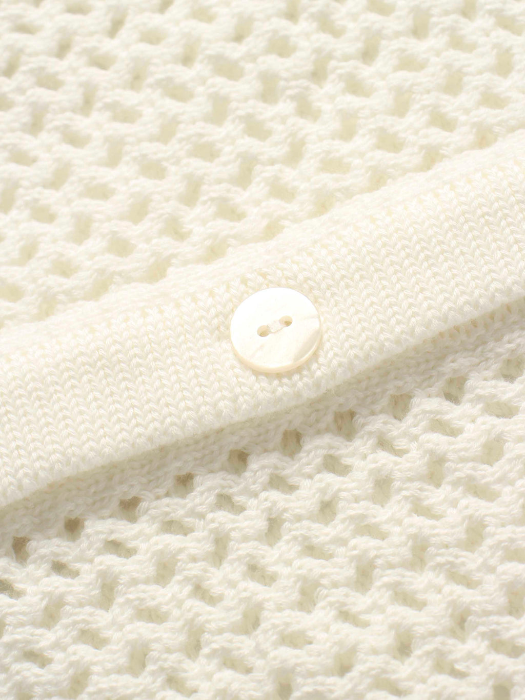 Crochet Knit Button Down Cardigan-White