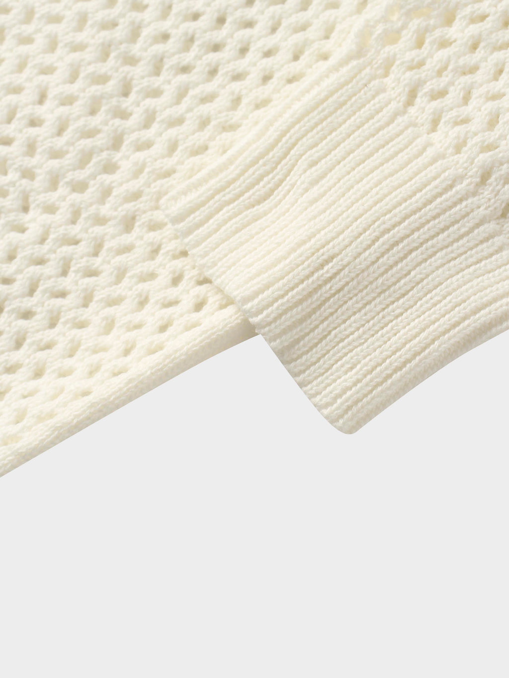 Crochet Knit Button Down Cardigan-White