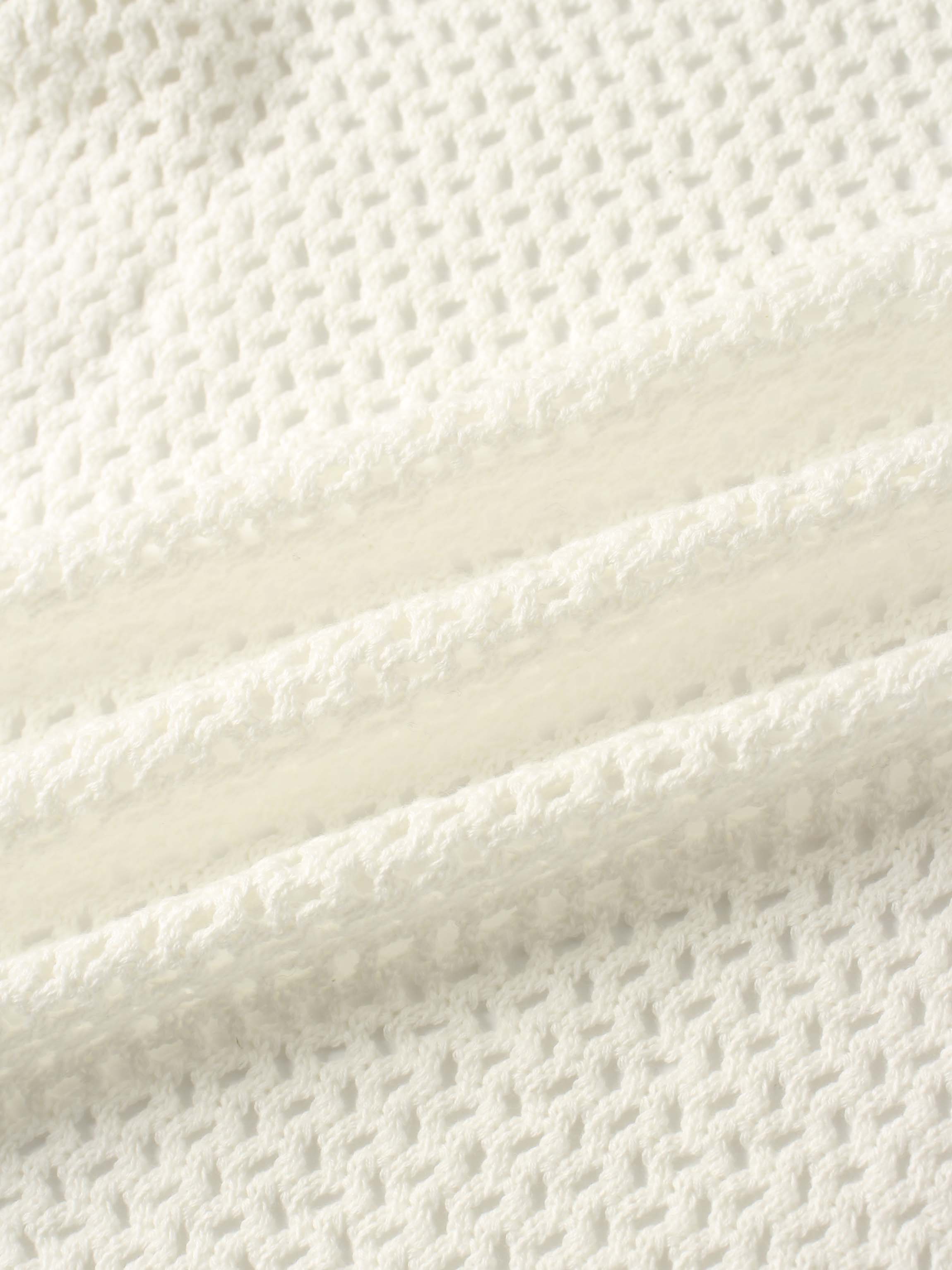 Crochet Knit Button Down Cardigan-White