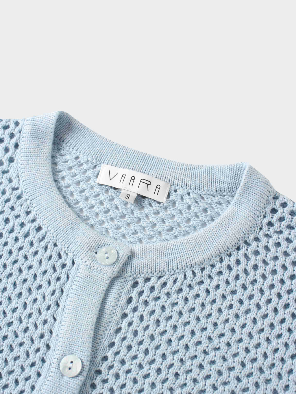 Crochet Knit Button Down Cardigan-Light Blue