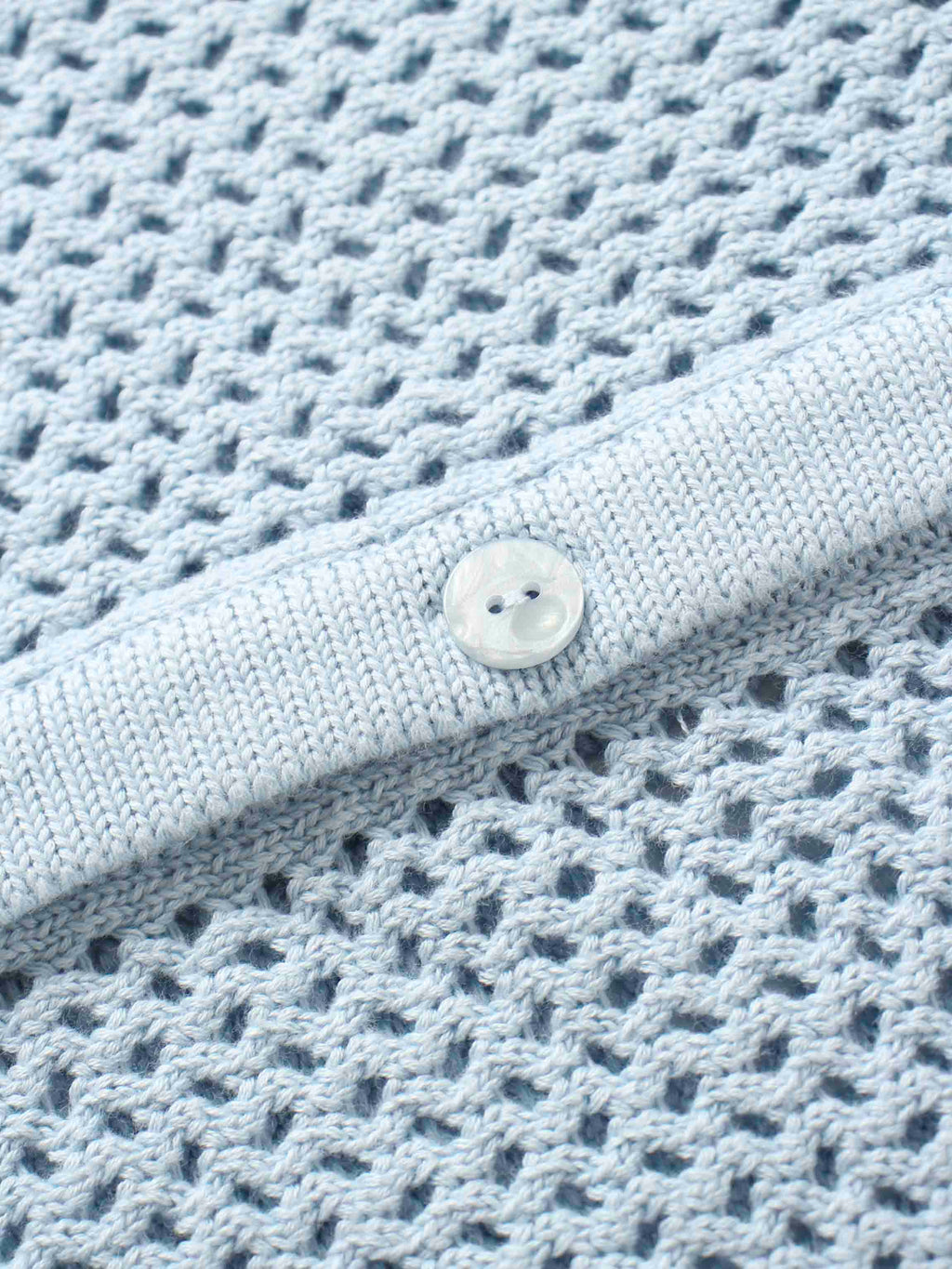 Crochet Knit Button Down Cardigan-Light Blue