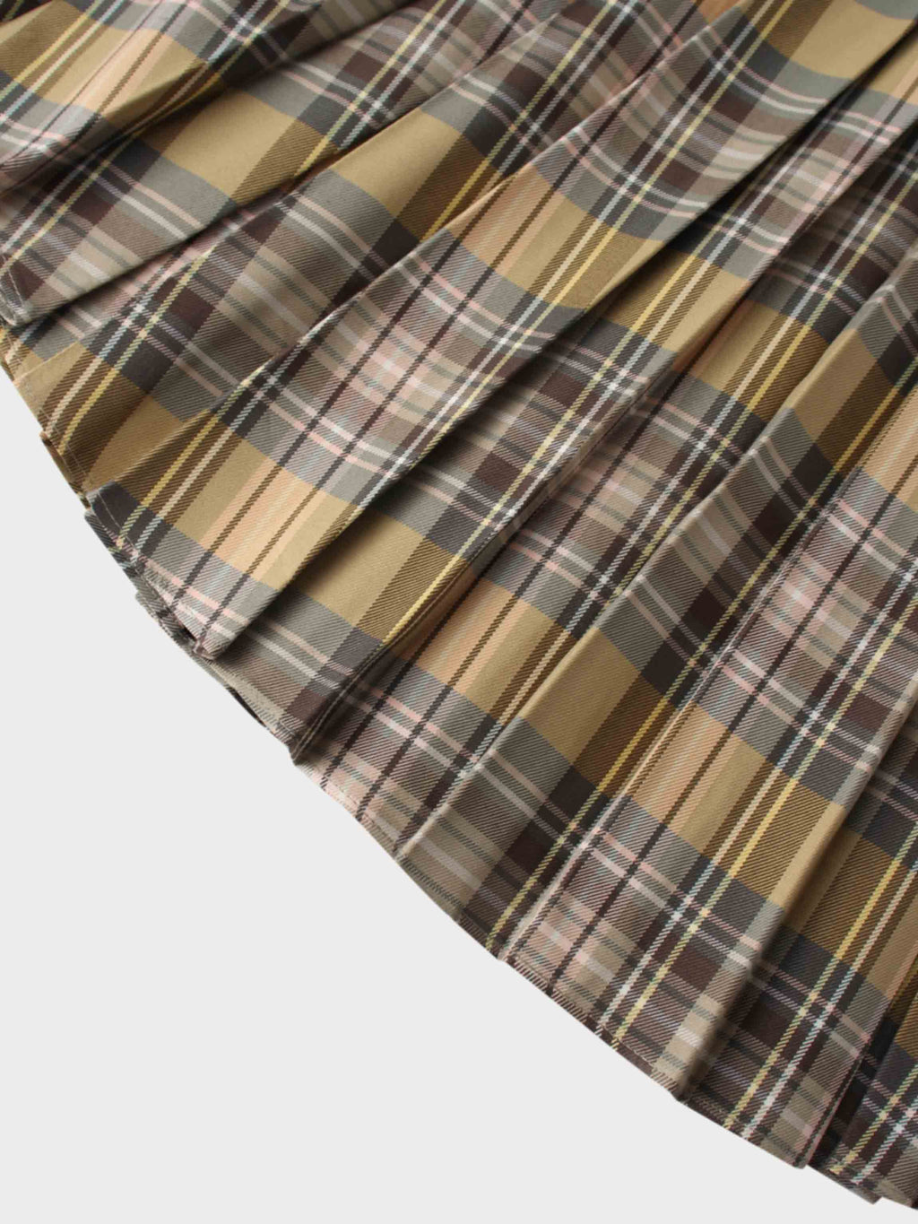 Covered Band Pleated Skirt-Pastel Plaid
