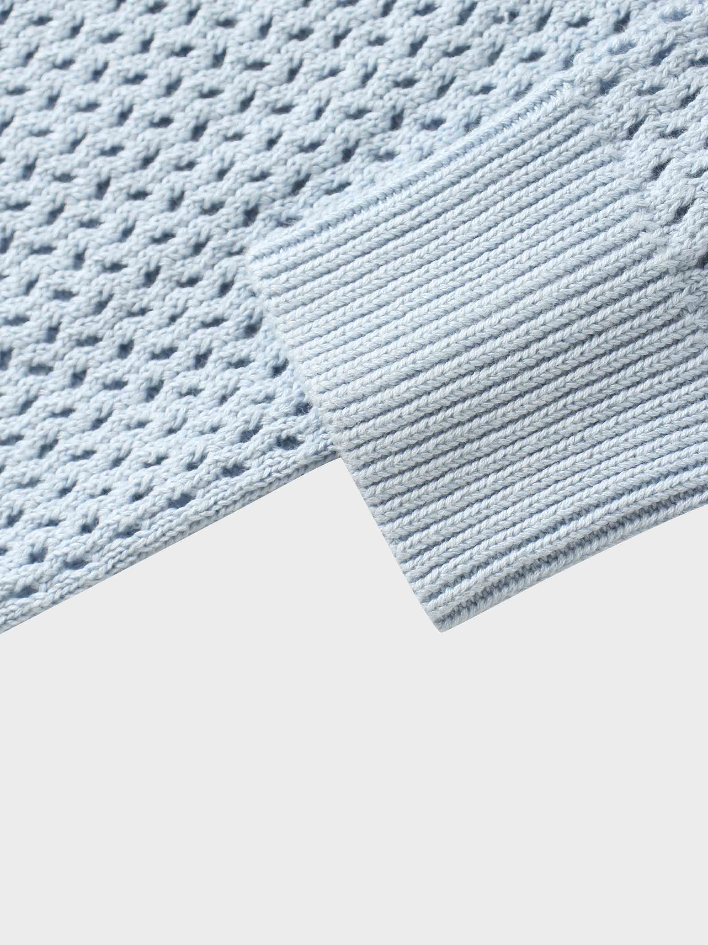 Crochet Knit Button Down Cardigan-Light Blue