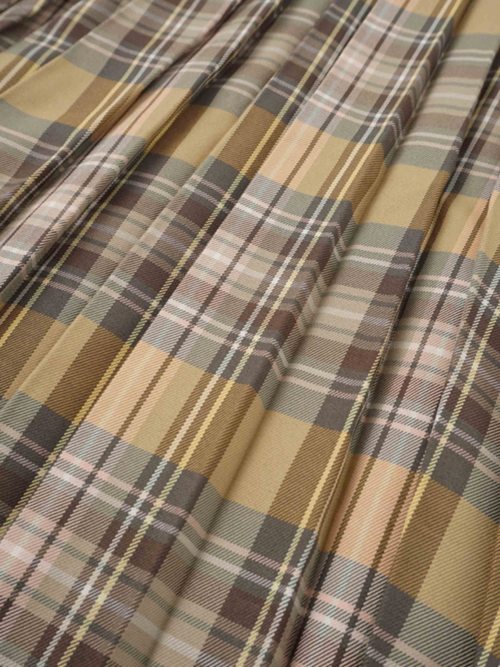 Covered Band Pleated Skirt-Pastel Plaid