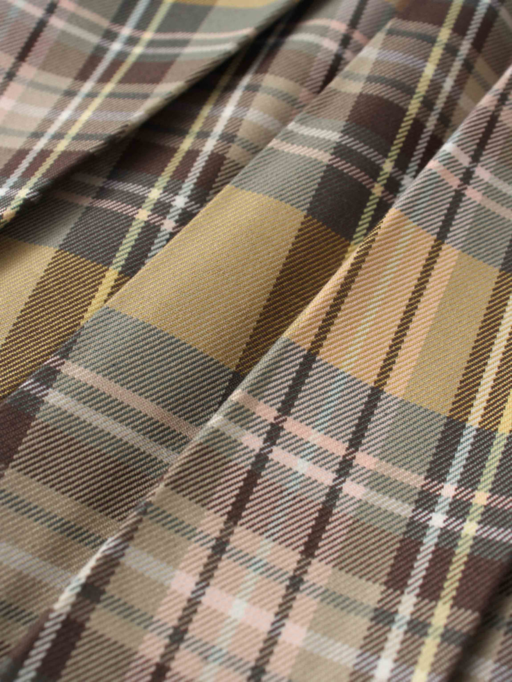 Covered Band Pleated Skirt-Pastel Plaid