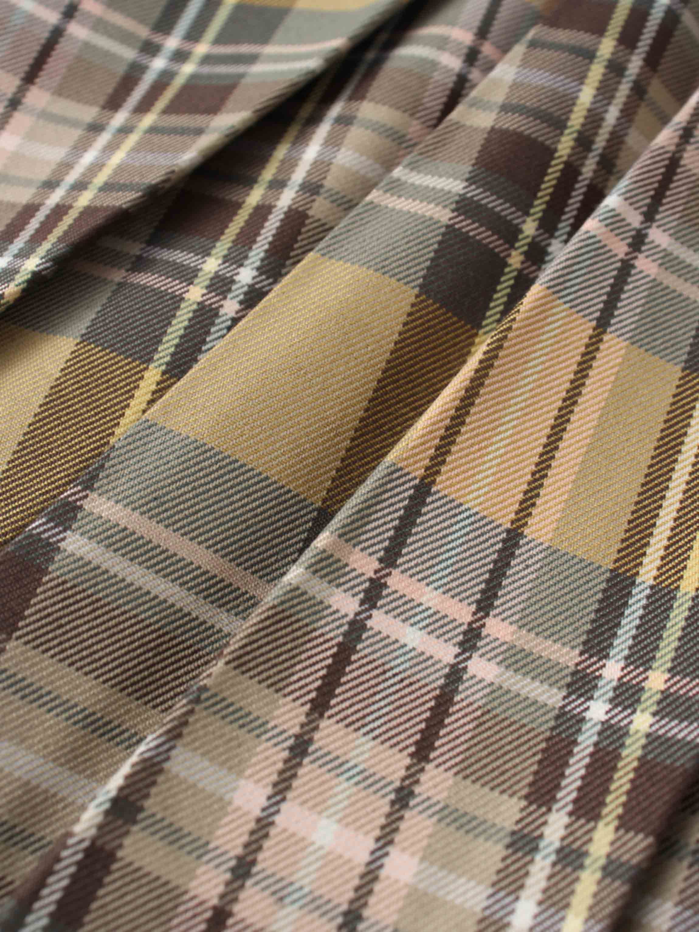 Covered Band Pleated Skirt-Pastel Plaid