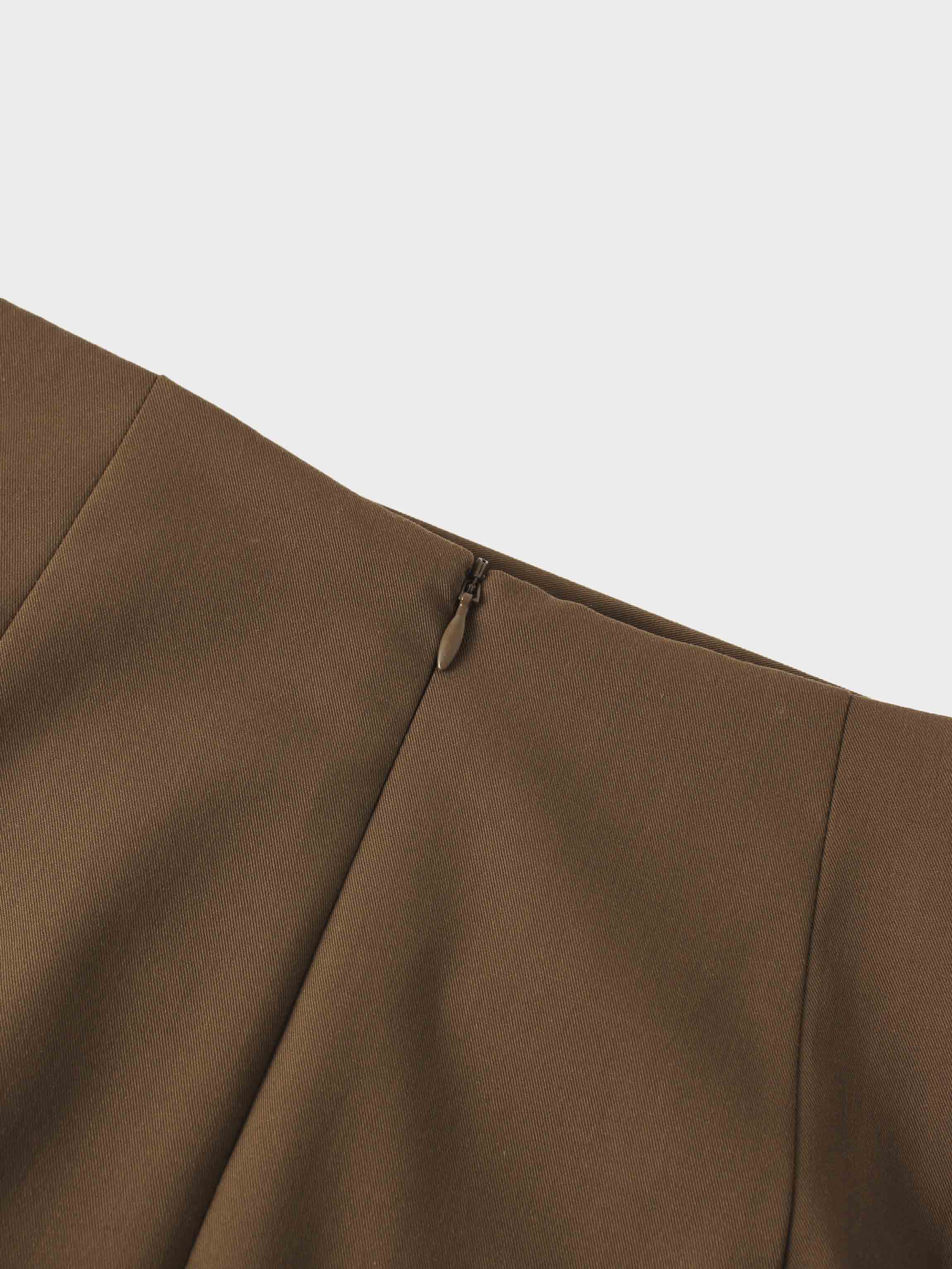 Side Loop Straight Maxi Skirt-Brown