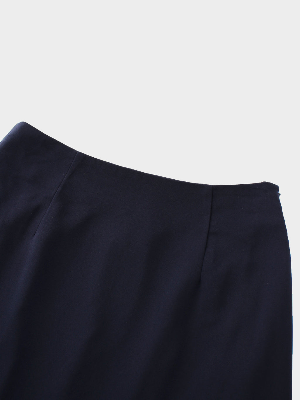 Faux Satin Bottom Flare Skirt-Navy